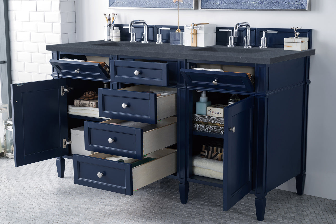 James Martin Brittany 60" Double Bathroom Vanity, Victory Blue, view 35