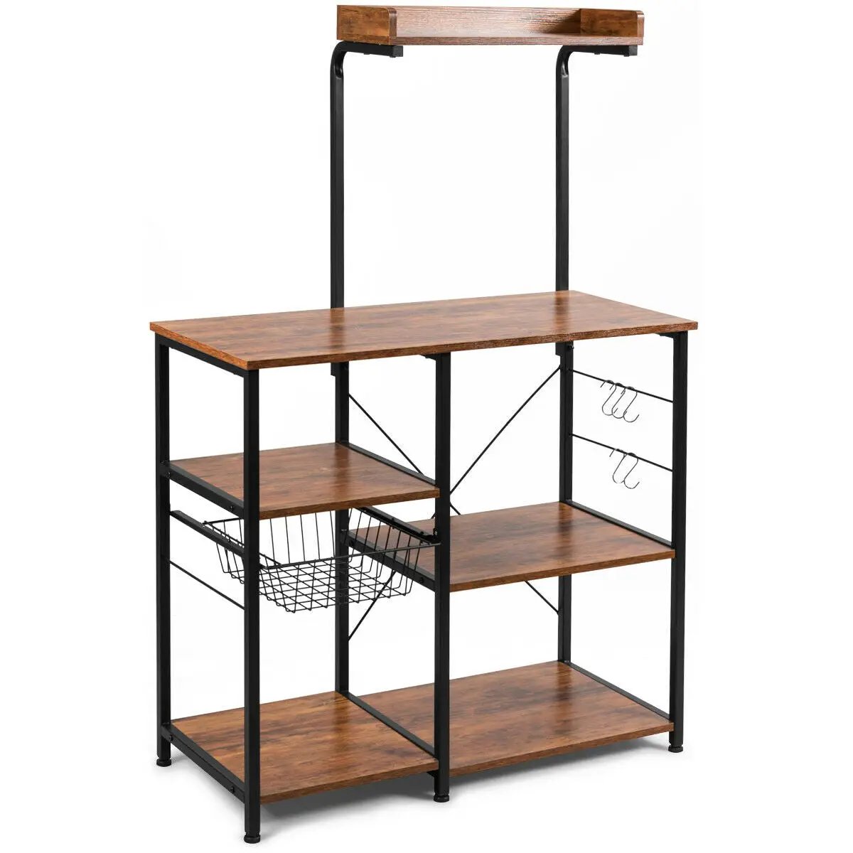 4 Tier Vintage Kitchen Baker's Rack Utility Microwave Stand-Coffee by DirectDeals