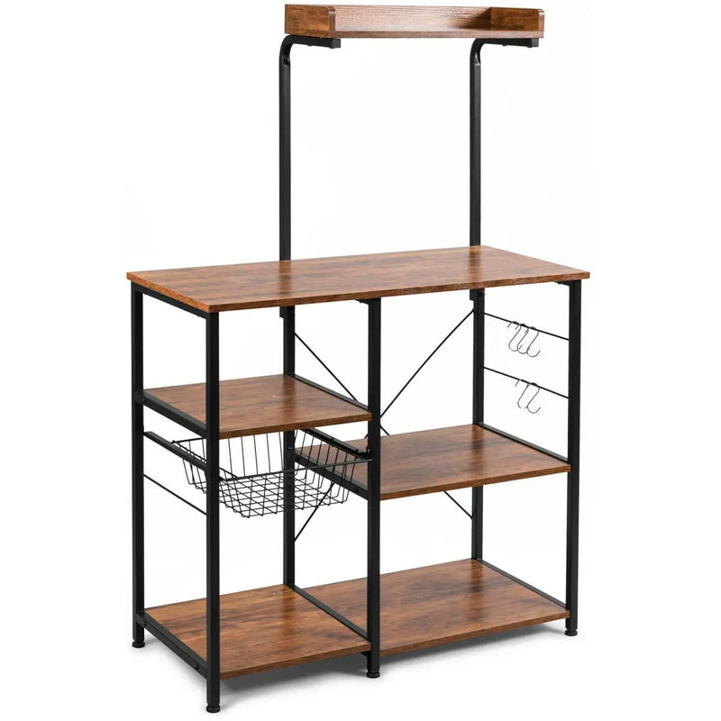 4 Tier Vintage Kitchen Baker's Rack Utility Microwave Stand-Coffee by DirectDeals