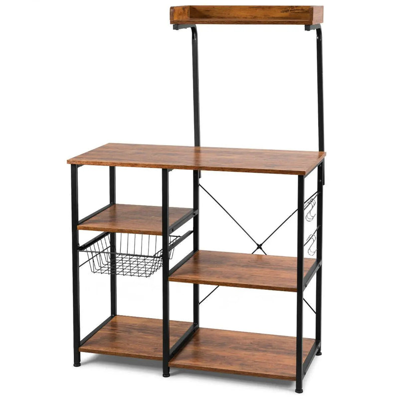 4 Tier Vintage Kitchen Baker's Rack Utility Microwave Stand-Coffee by DirectDeals
