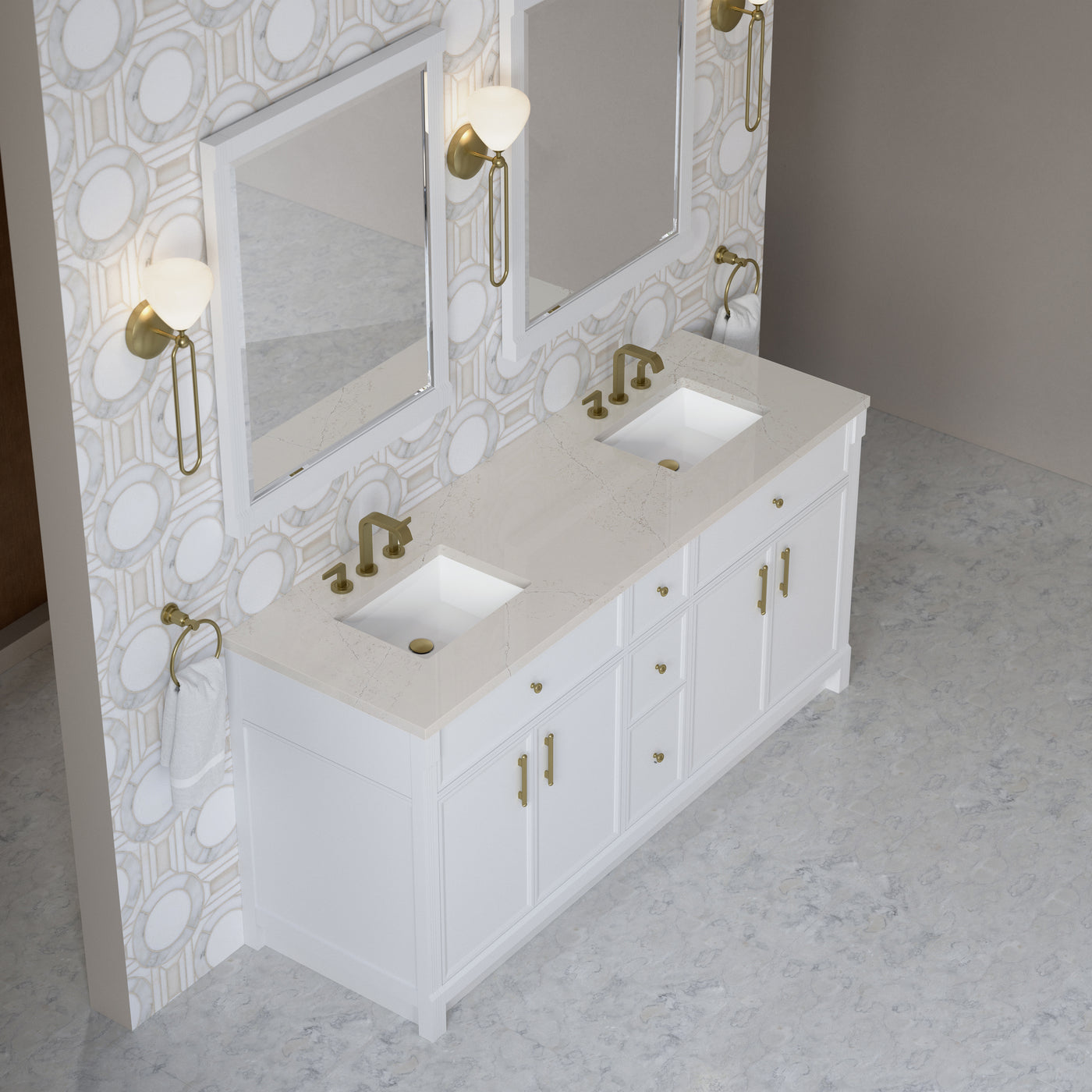 James Martin Bellshire 72" Double Bathroom Vanity, Bright White, view 40
