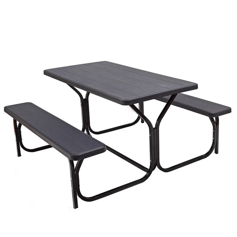 HDPE Outdoor Picnic Table Bench Set with Metal Base by DirectDeals