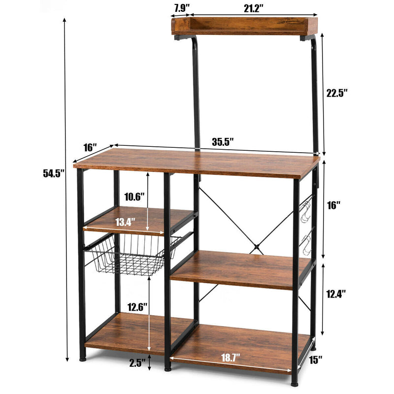 4 Tier Vintage Kitchen Baker's Rack Utility Microwave Stand-Coffee by DirectDeals