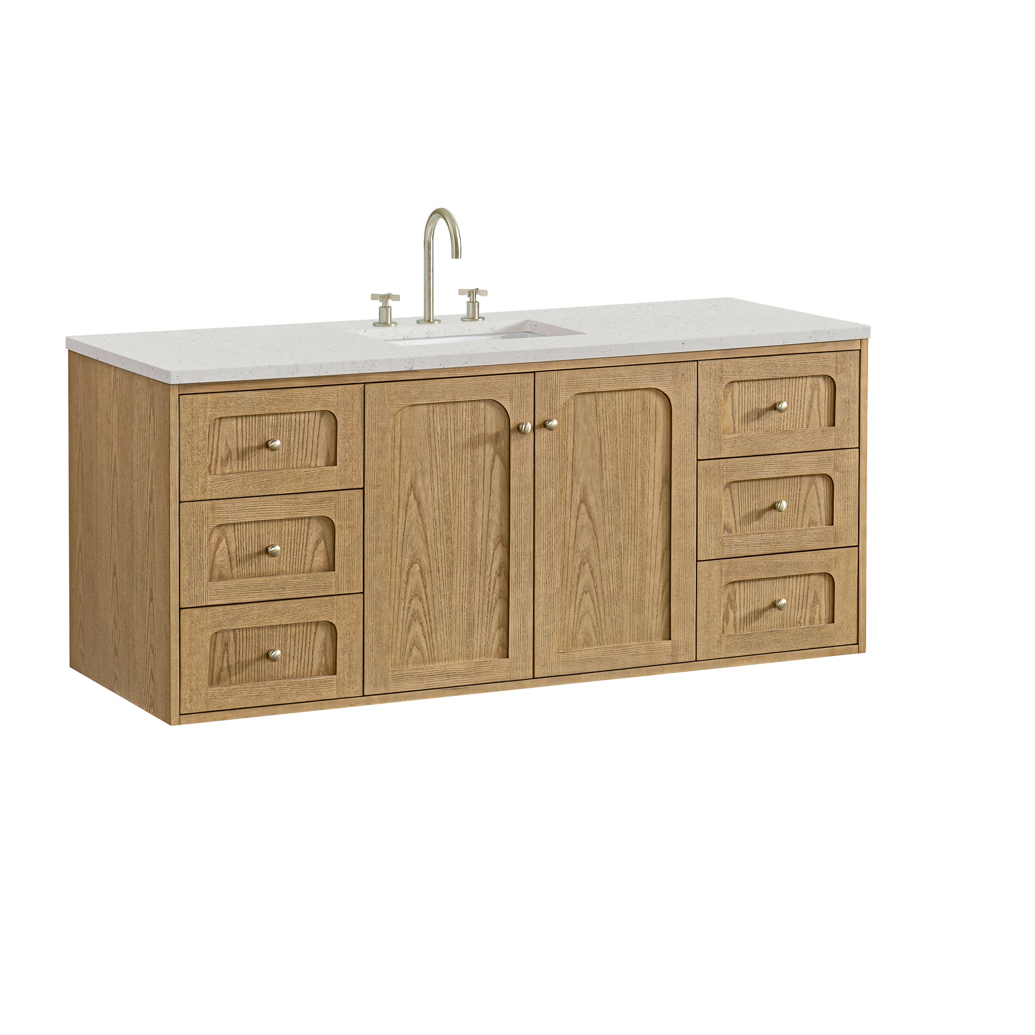 James Martin Laurent 60" Dual Mount Single Bathroom Vanity, Light Natural Oak, view 39