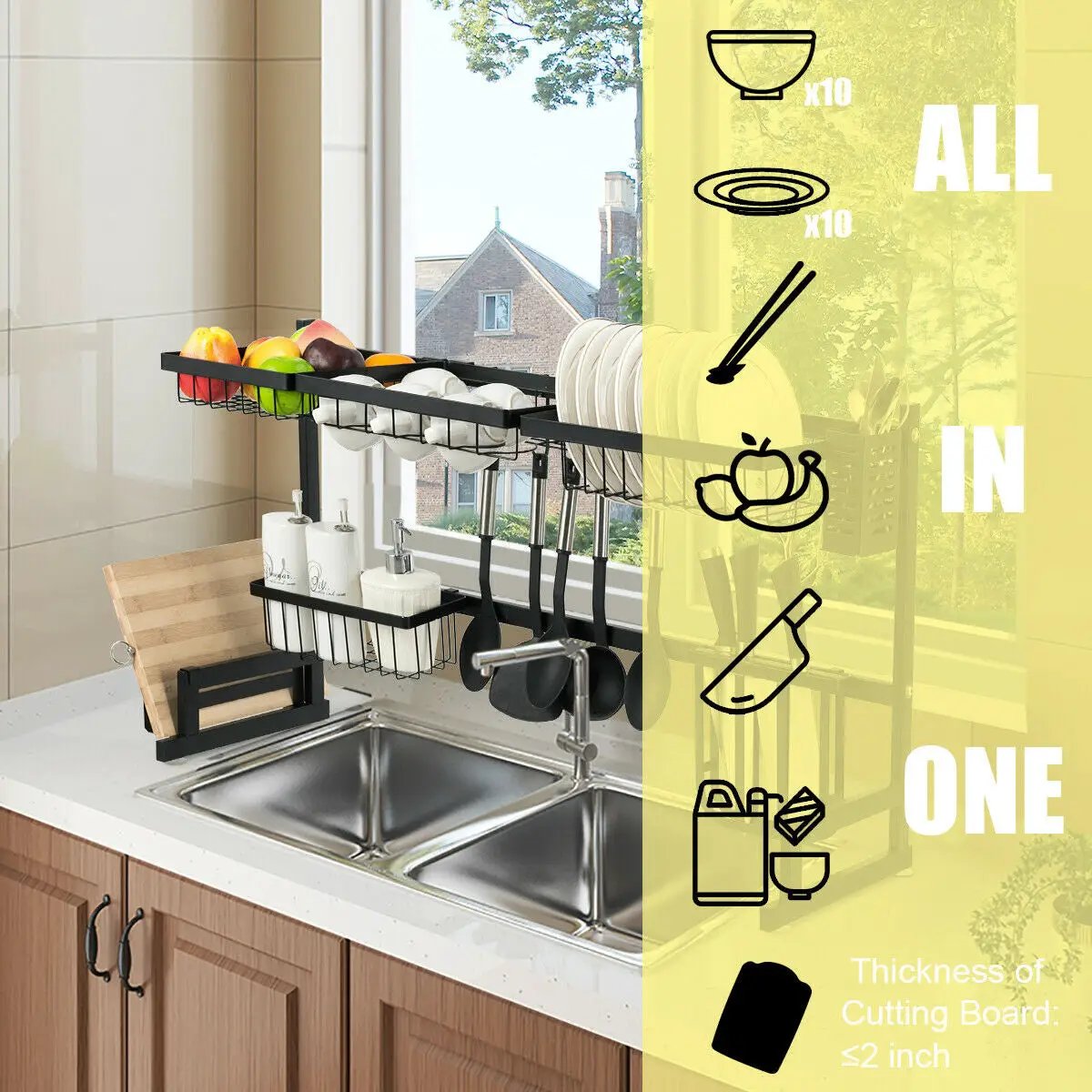 2 Tier Stainless Steel Over Sink Dish Drainer by DirectDeals