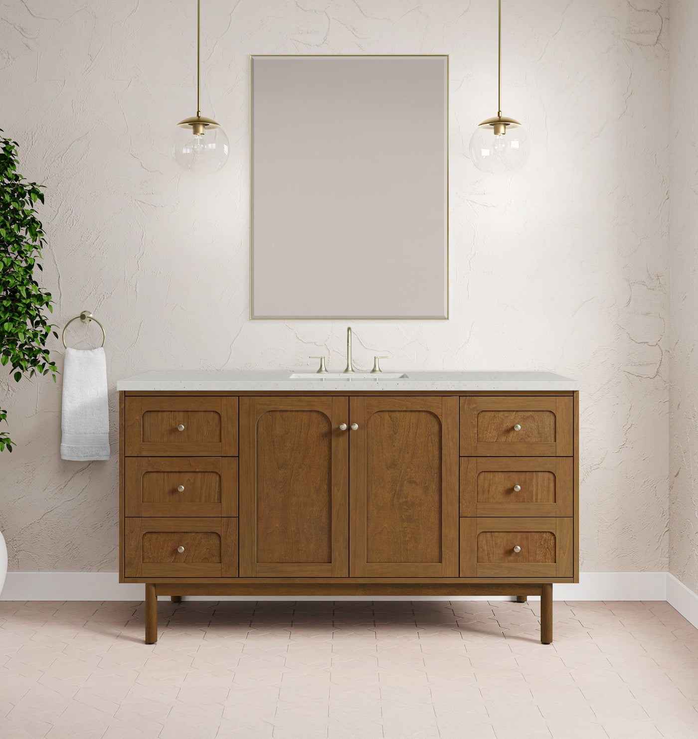 James Martin Laurent 60" Dual Mount Single Bathroom Vanity, Honey Oak, view 34