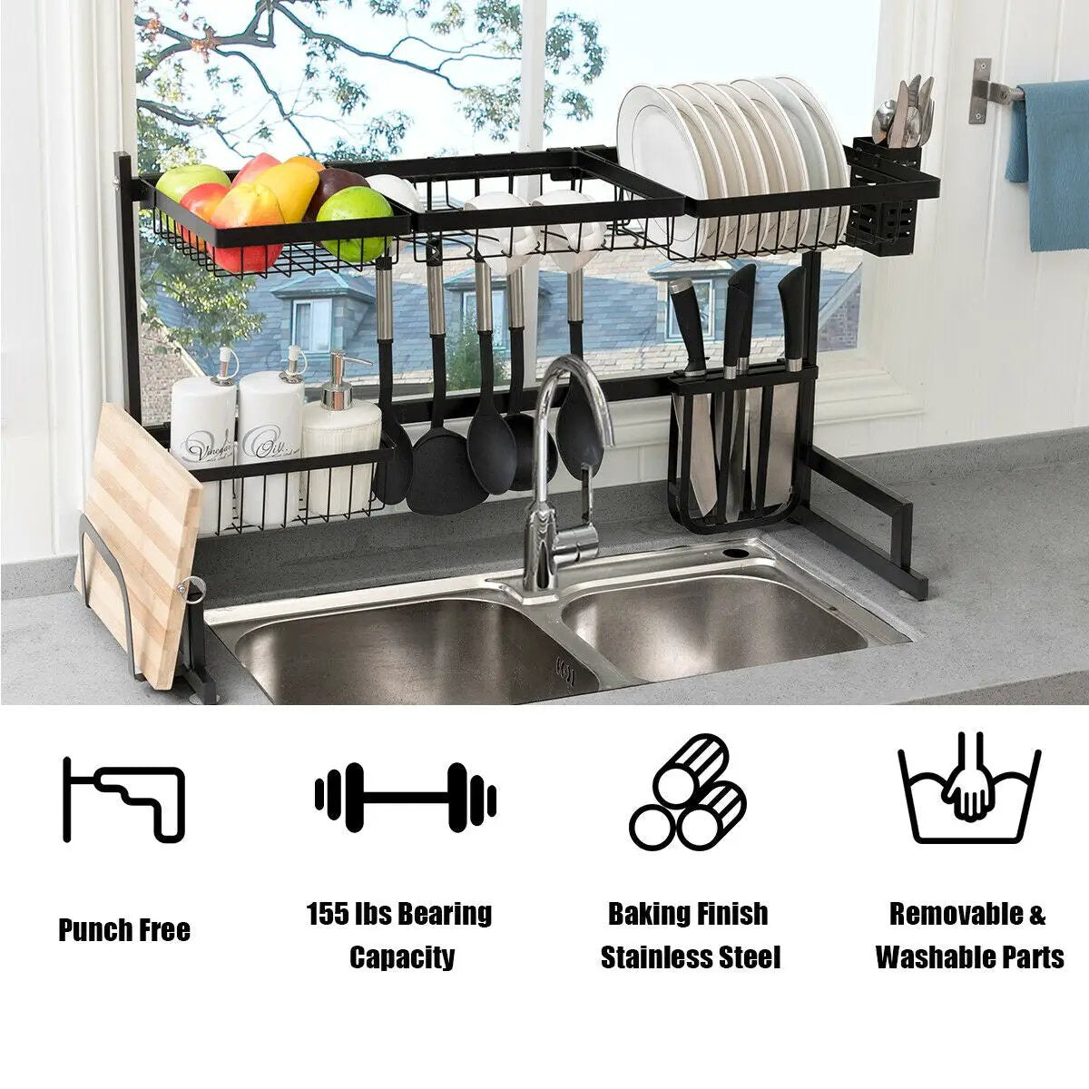 2 Tier Stainless Steel Over Sink Dish Drainer by DirectDeals