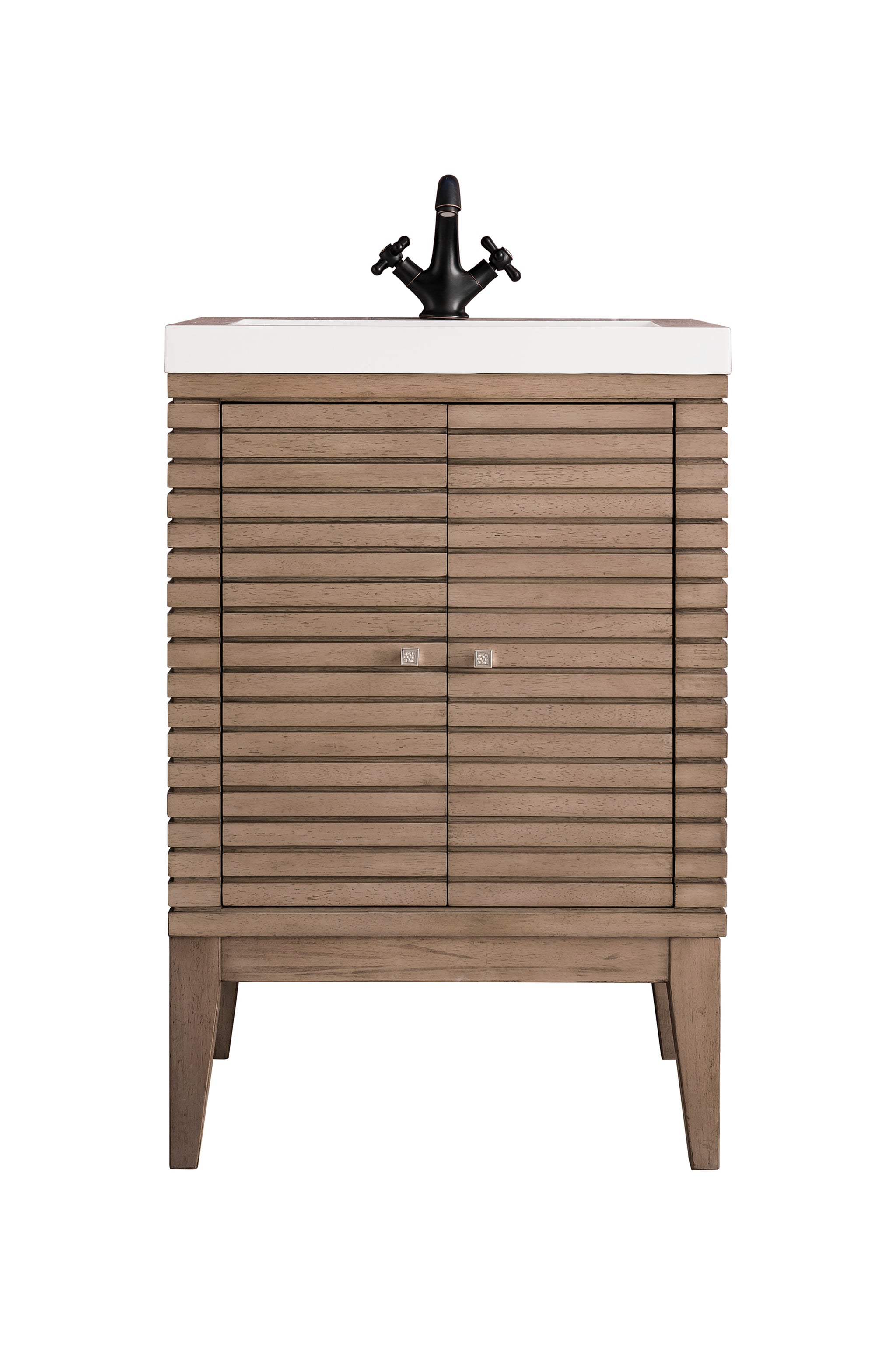 James Martin Linden 24" Dual Mount Single Bathroom Vanity, Whitewashed Walnut