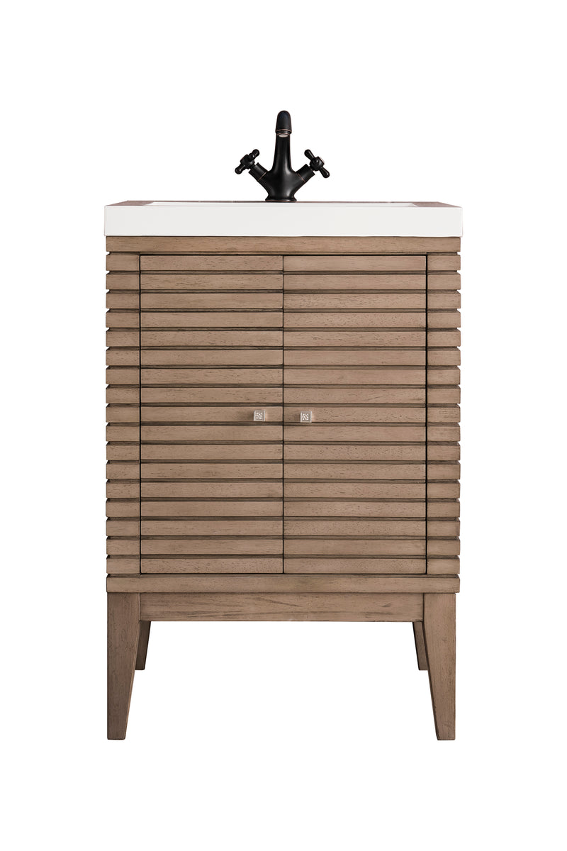 James Martin Linden 24" Dual Mount Single Bathroom Vanity, Whitewashed Walnut