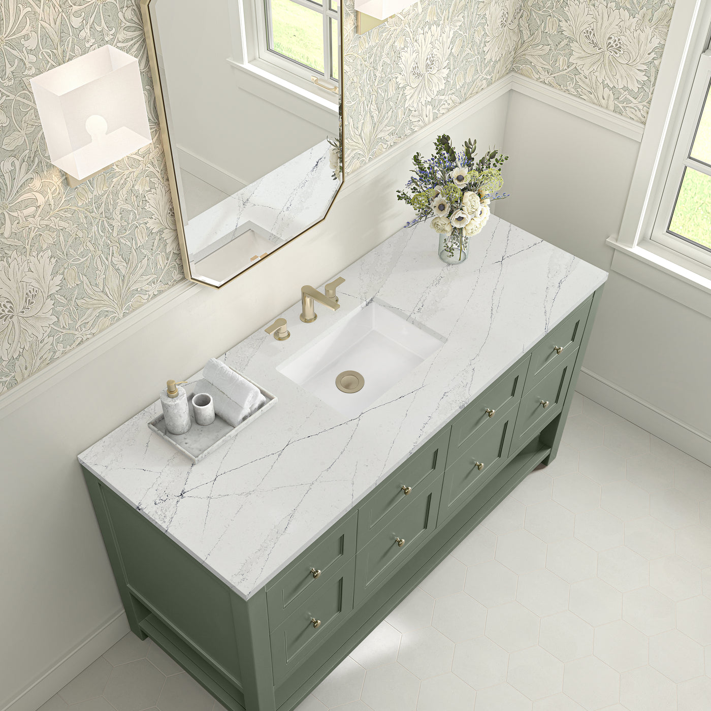 James Martin Breckenridge 60" Single Bathroom Vanity, Smokey Celadon, view 39