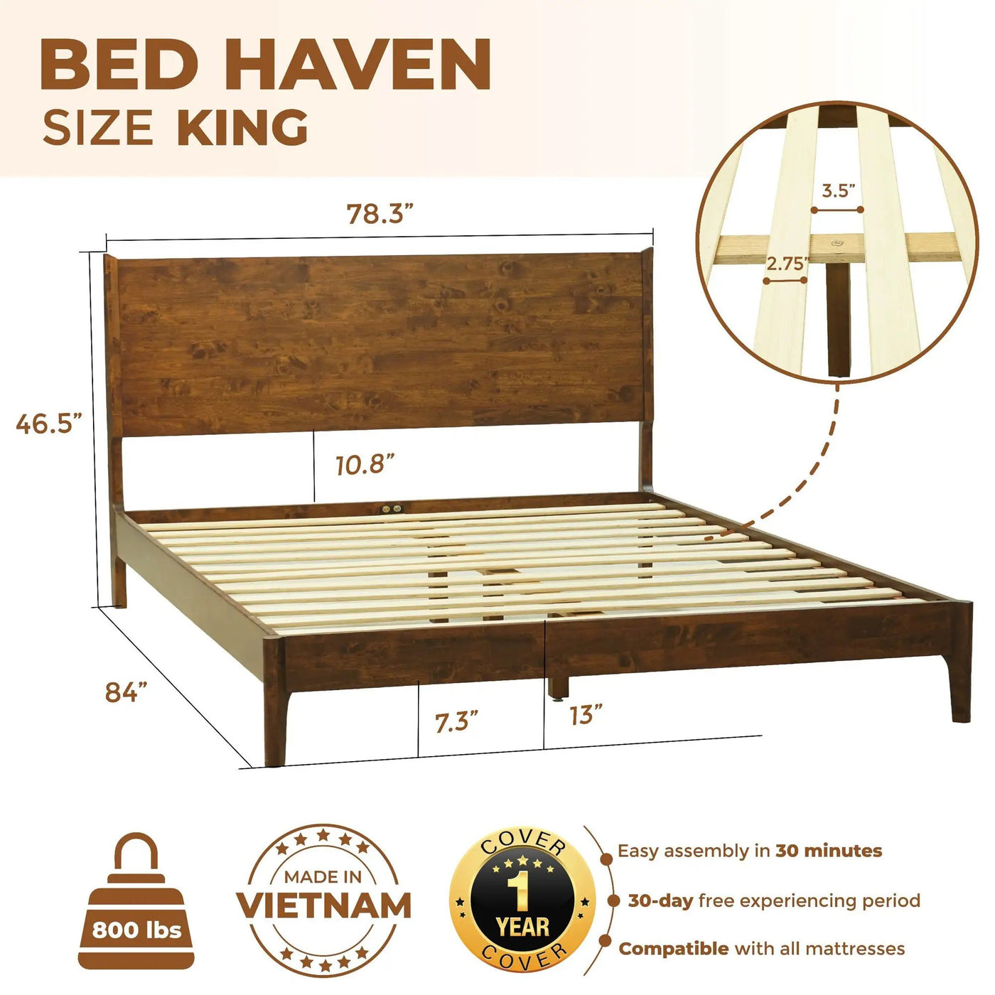Haven Solid Wood Bed Frame by Megsu