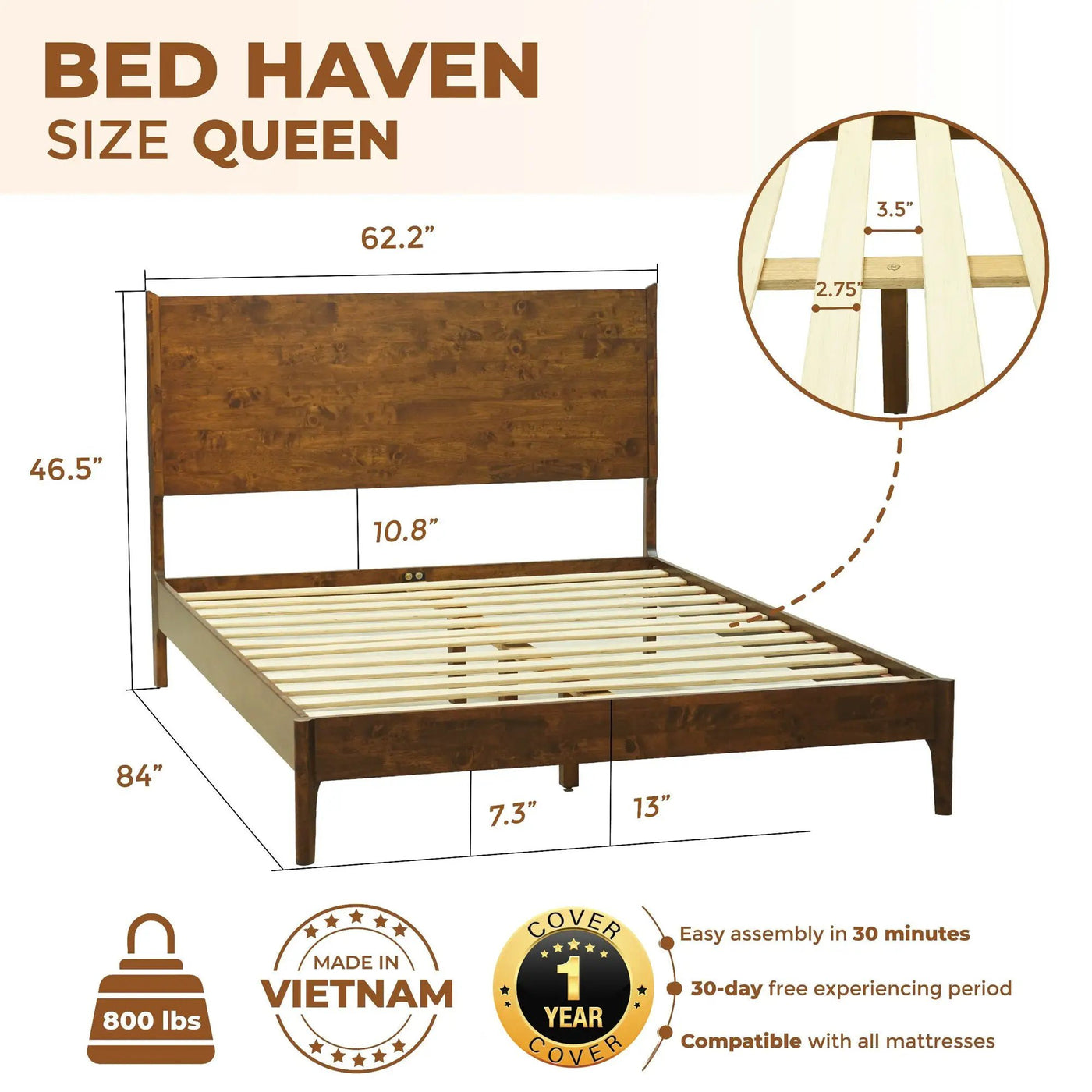 Haven Solid Wood Bed Frame by Megsu