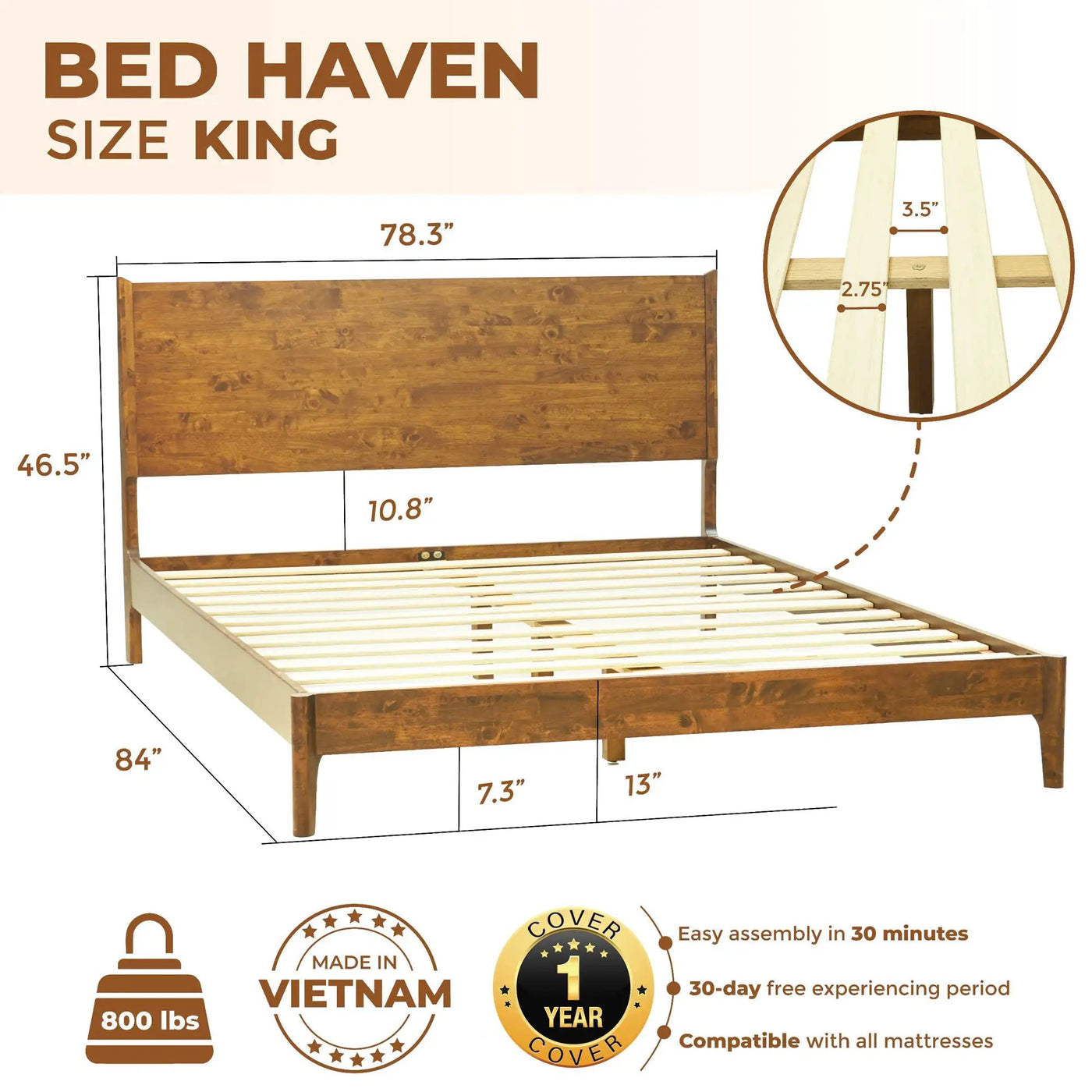 Haven Solid Wood Bed Frame by Megsu
