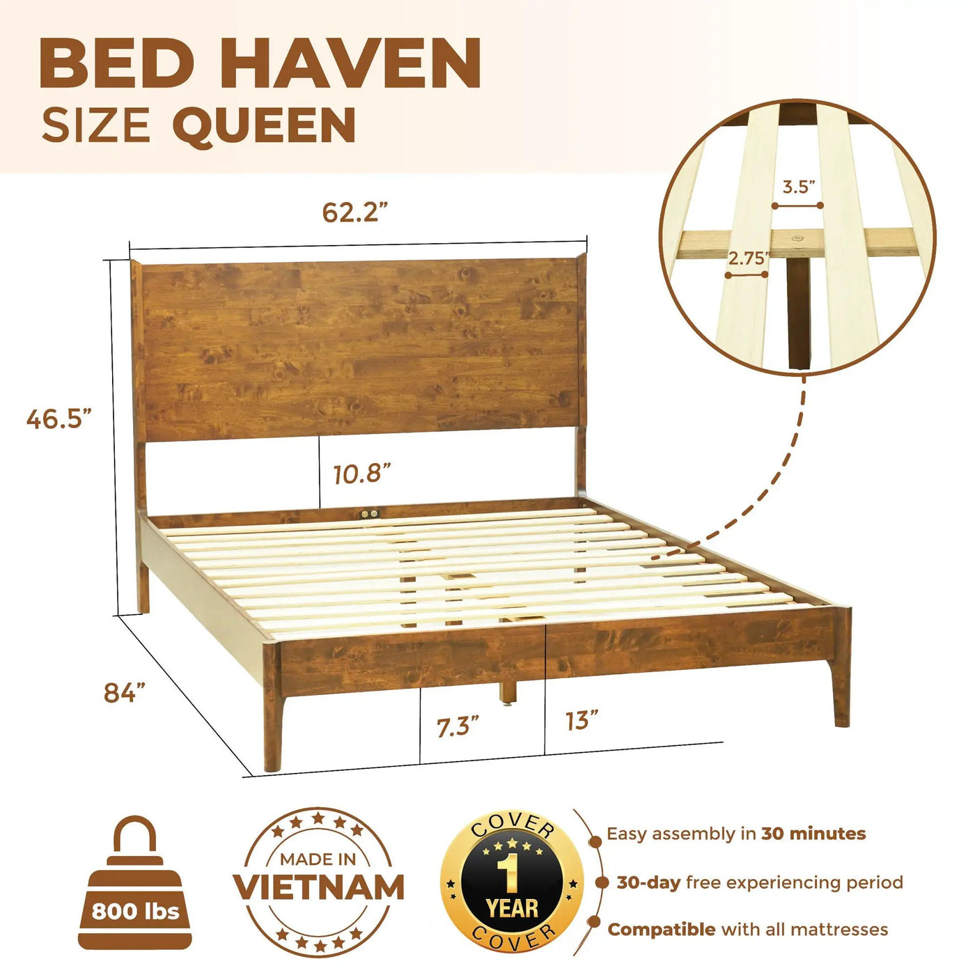 Haven Solid Wood Bed Frame by Megsu