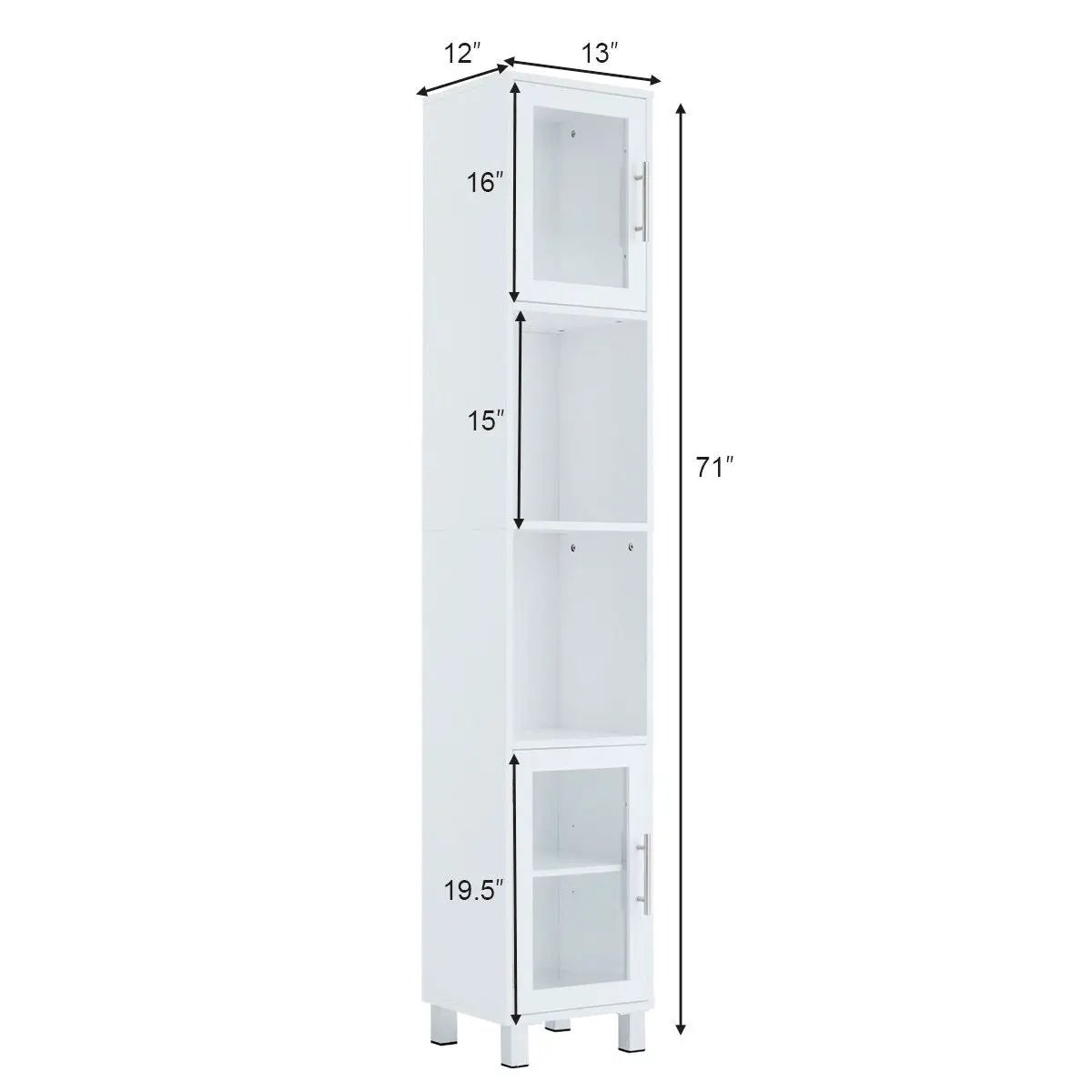 71 Inch Tall Tower Bathroom Storage Cabinet and Organizer Display Shelves for Bedroom by DirectDeals