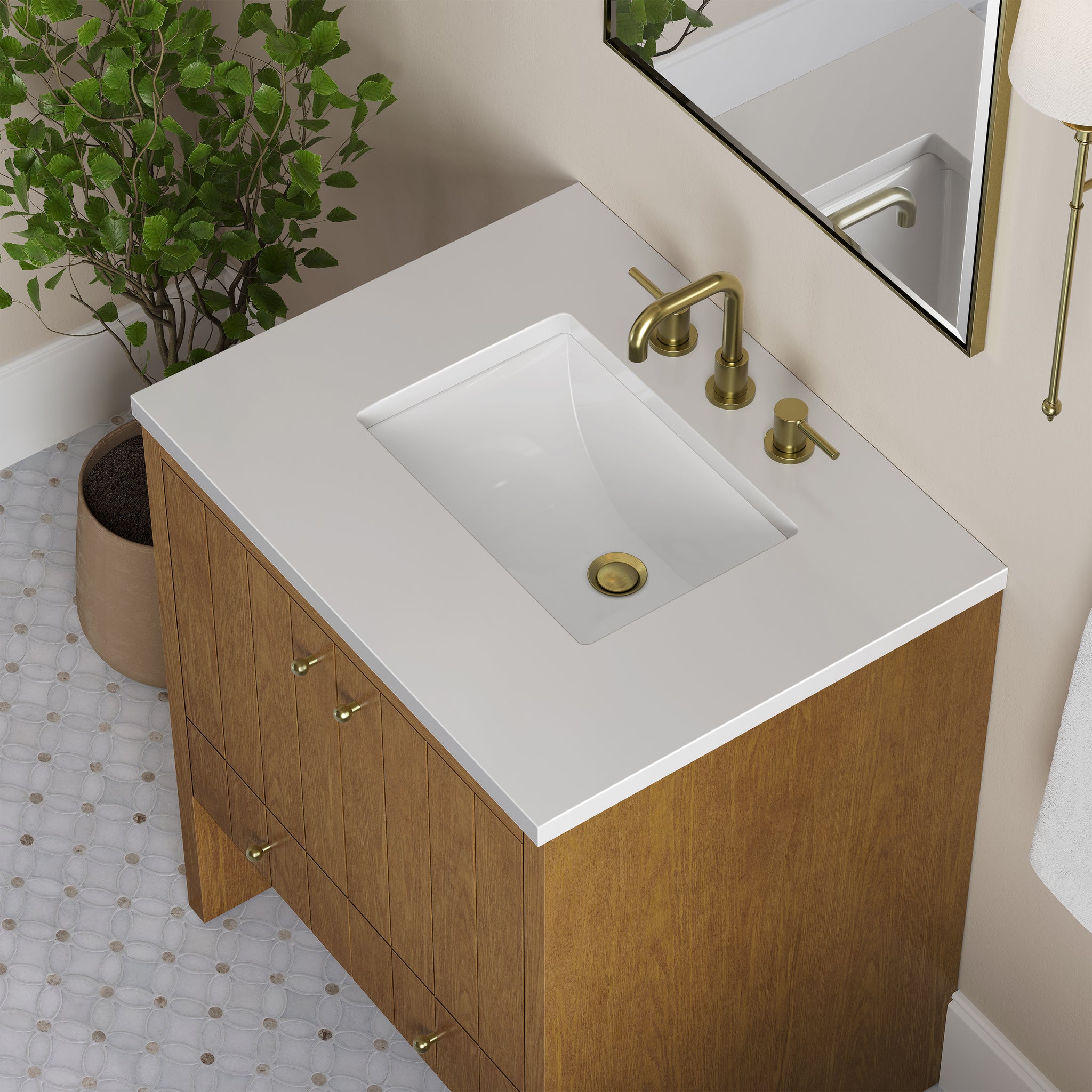 James Martin Hudson 30" Single Bathroom Vanity, Honey Oak, view 35