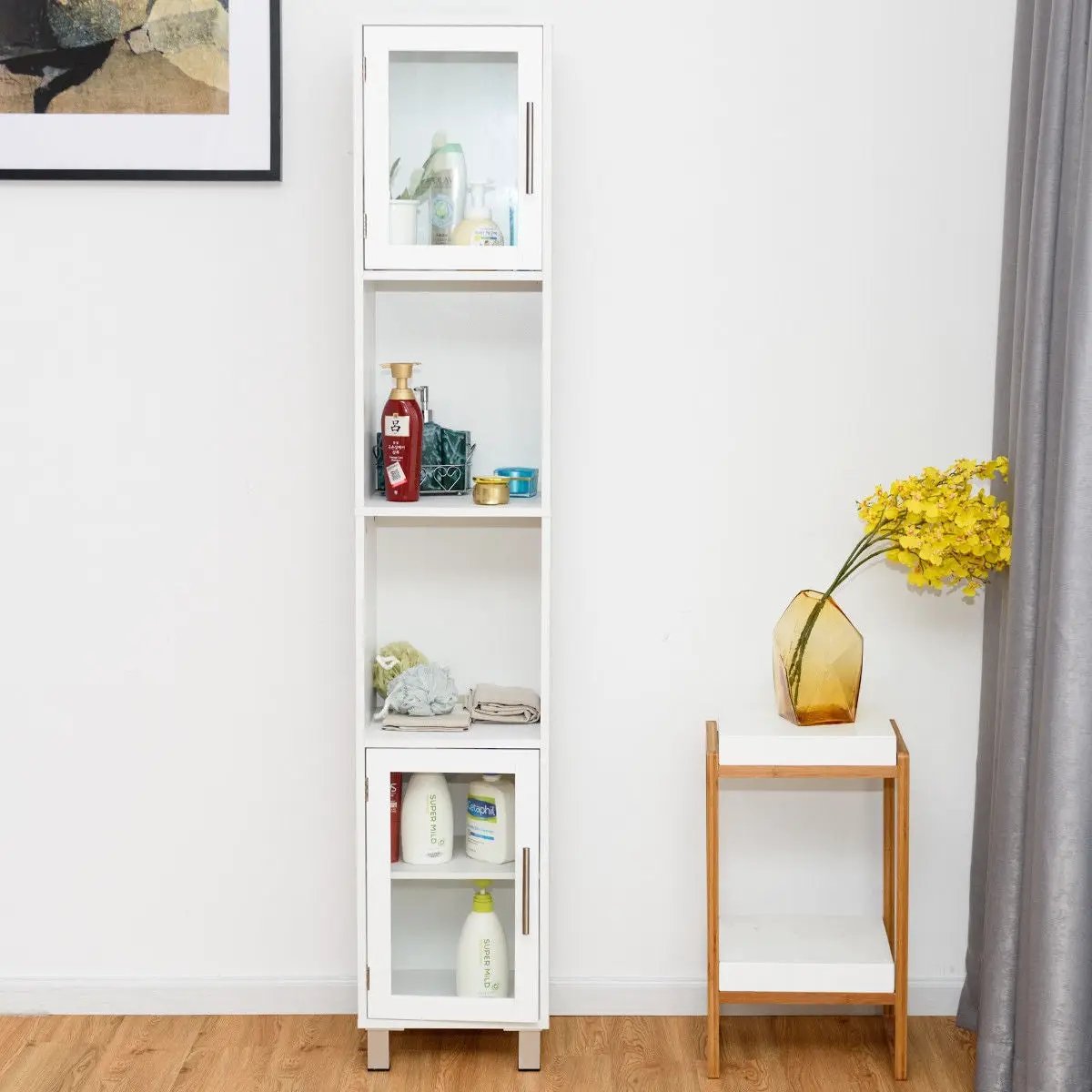 71 Inch Tall Tower Bathroom Storage Cabinet and Organizer Display Shelves for Bedroom, photo 8 of 32