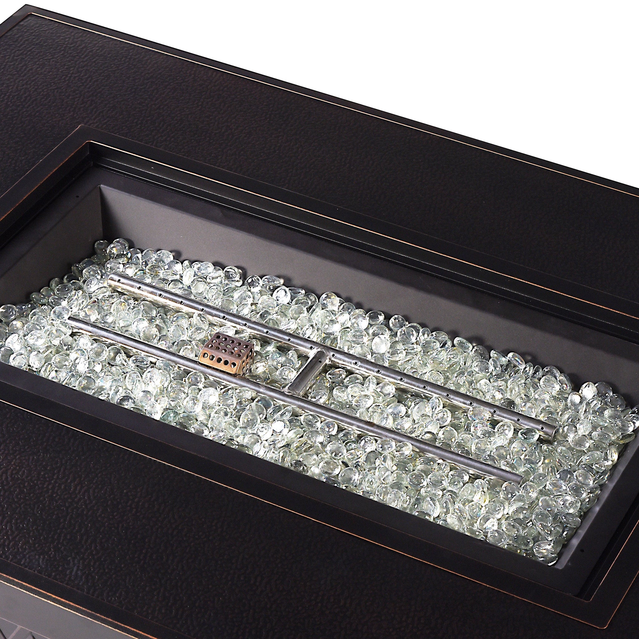 Aluminum 48-in Rectangular Propane Fire Table, Beads, Covers and Lid by Sharicks