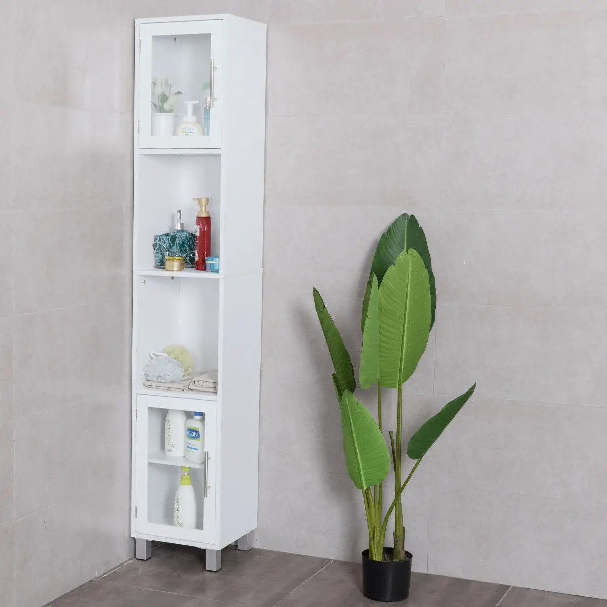 71 Inch Tall Tower Bathroom Storage Cabinet and Organizer Display Shelves for Bedroom by DirectDeals
