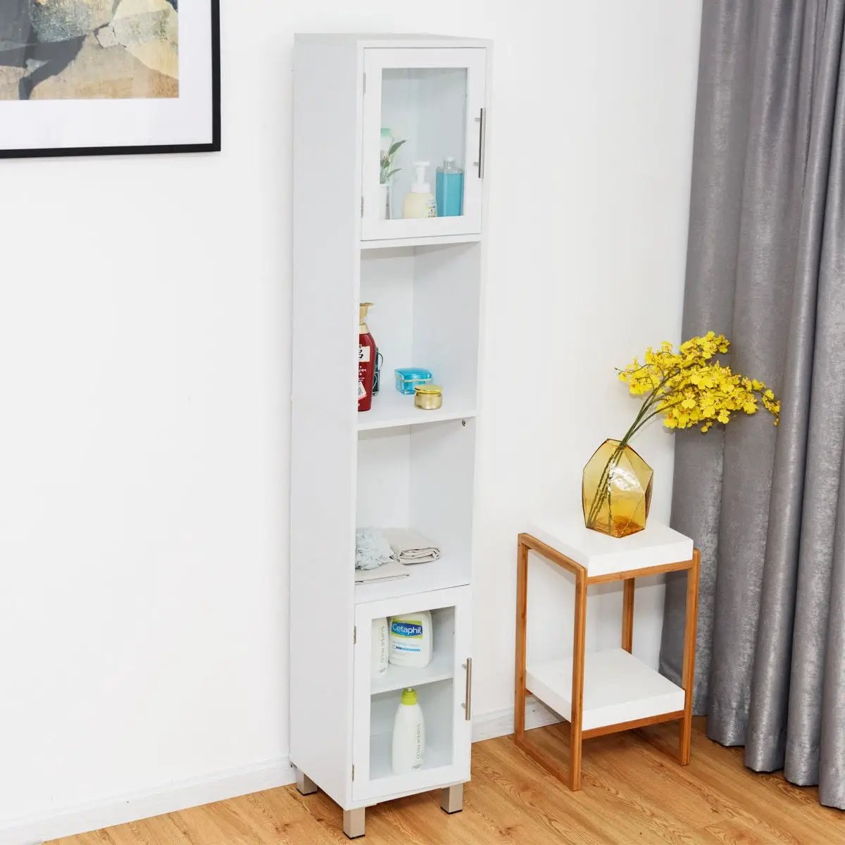 71 Inch Tall Tower Bathroom Storage Cabinet and Organizer Display Shelves for Bedroom, photo 28 of 32