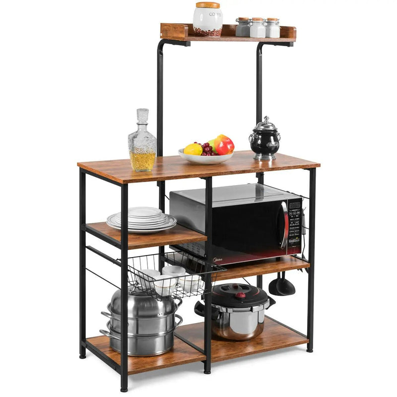 4 Tier Vintage Kitchen Baker's Rack Utility Microwave Stand-Coffee by DirectDeals