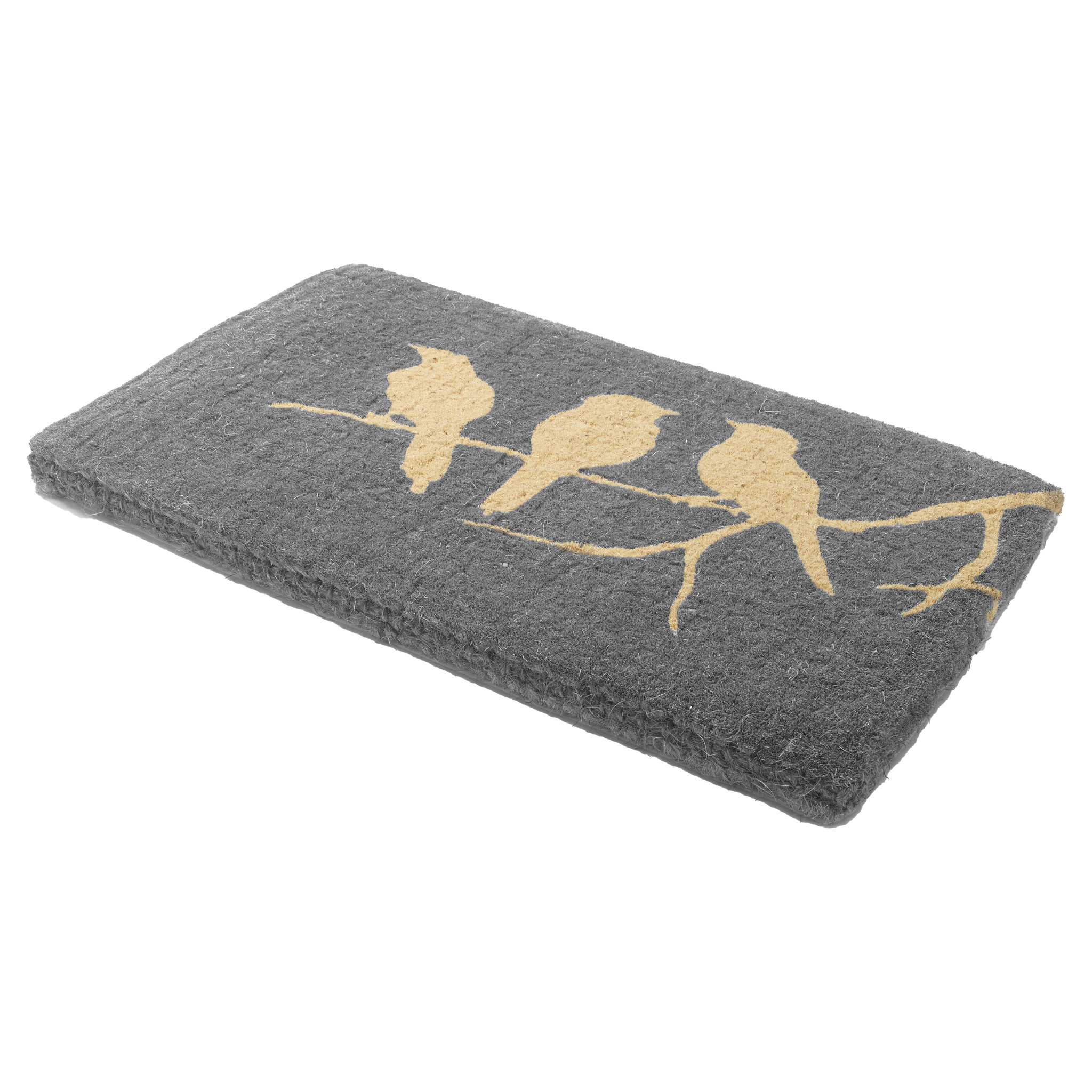 Birds On Branch - Gray Coir Doormat by Fab Habitat