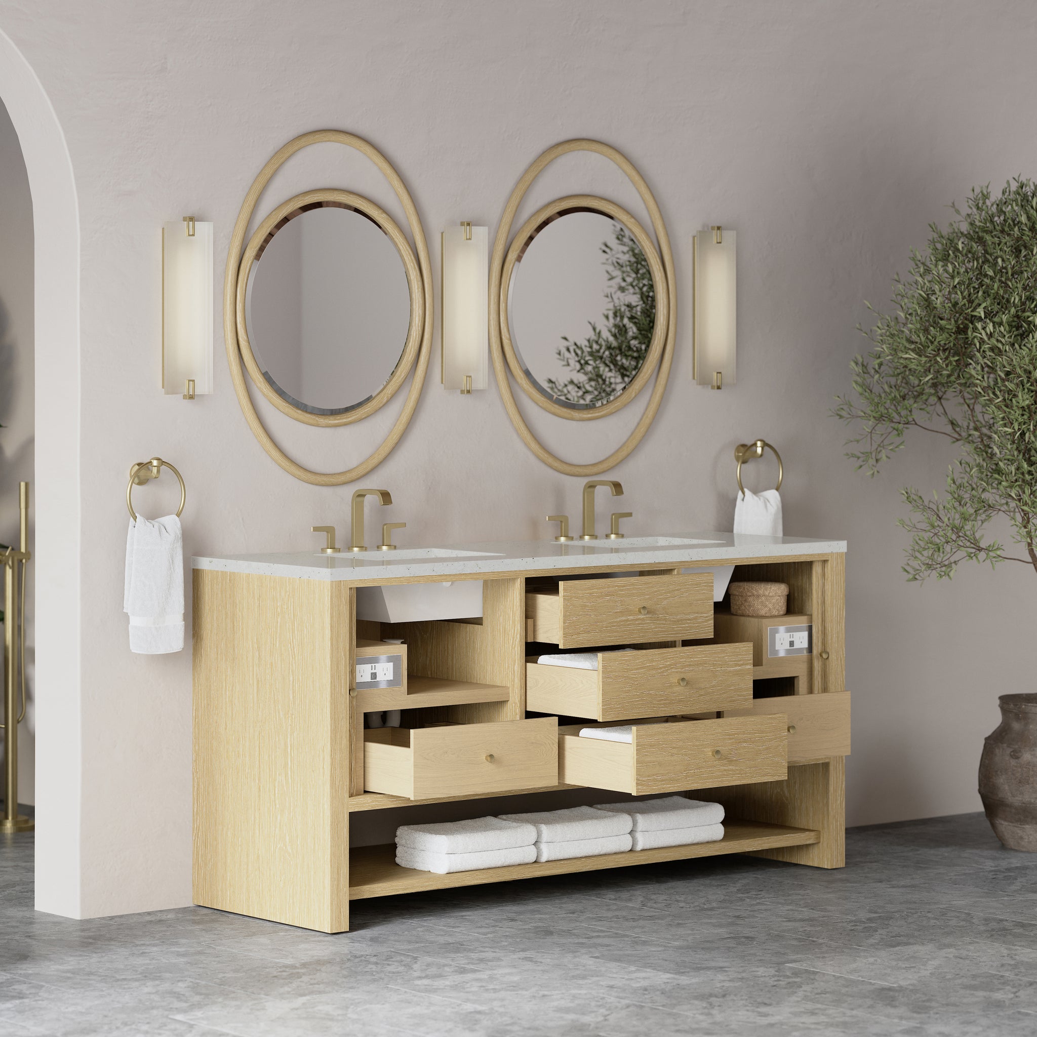 James Martin Marigot 72" Double Bathroom Vanity, Sunwashed Oak, view 31