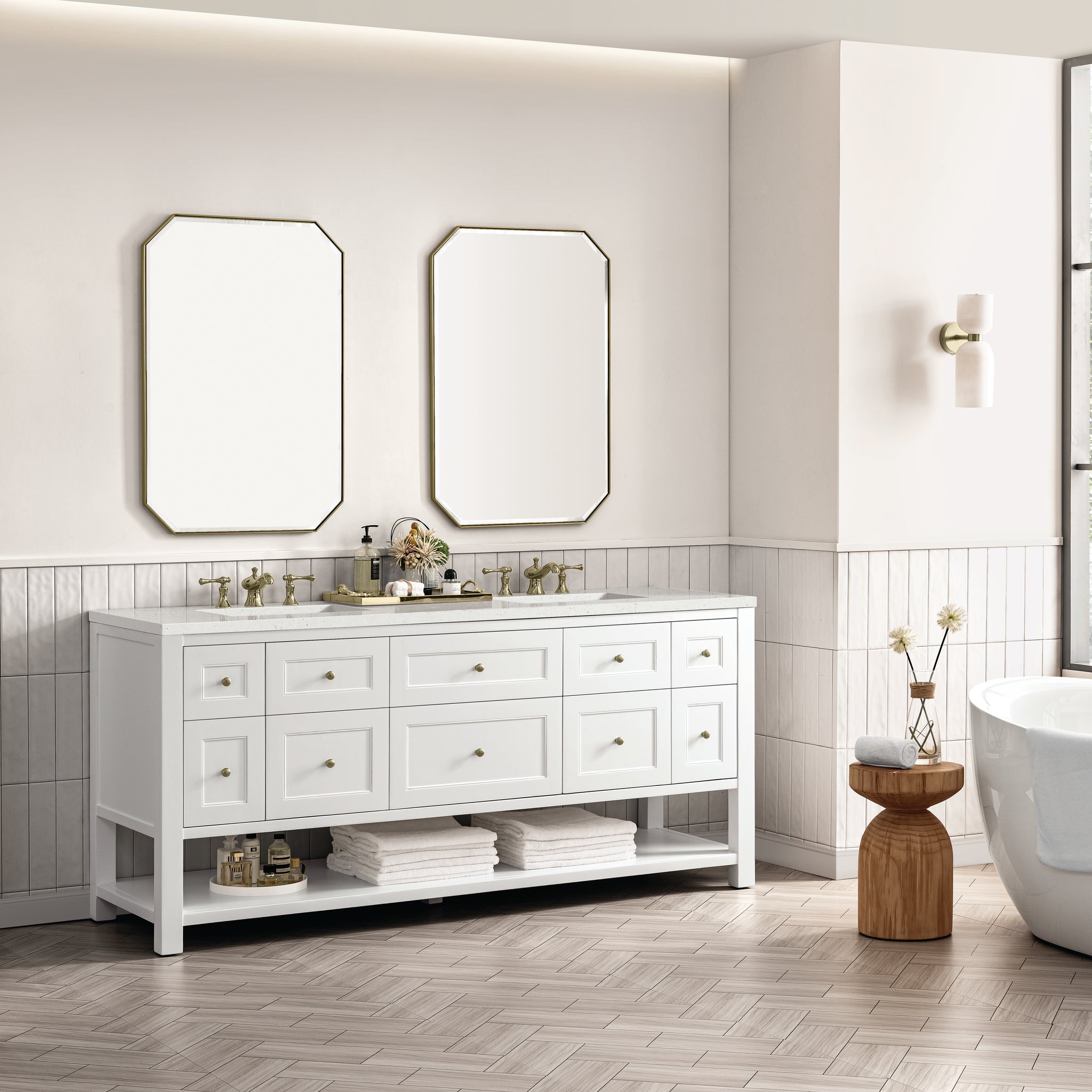 James Martin Breckenridge 72" Double Bathroom Vanity, Bright White, view 32