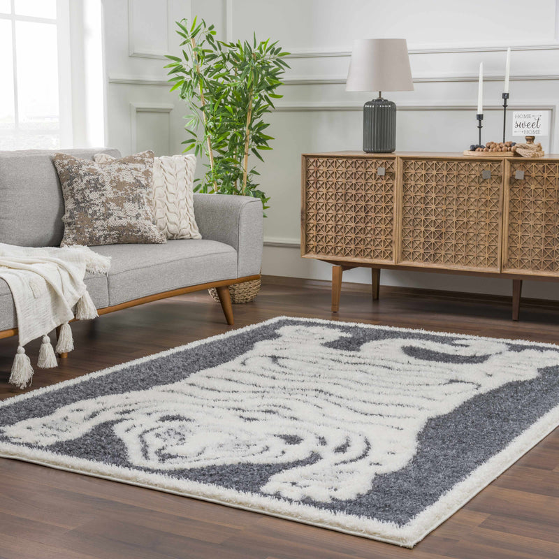 Zane Charcoal Tibetan Tiger Plush Rug by Boutique Rugs