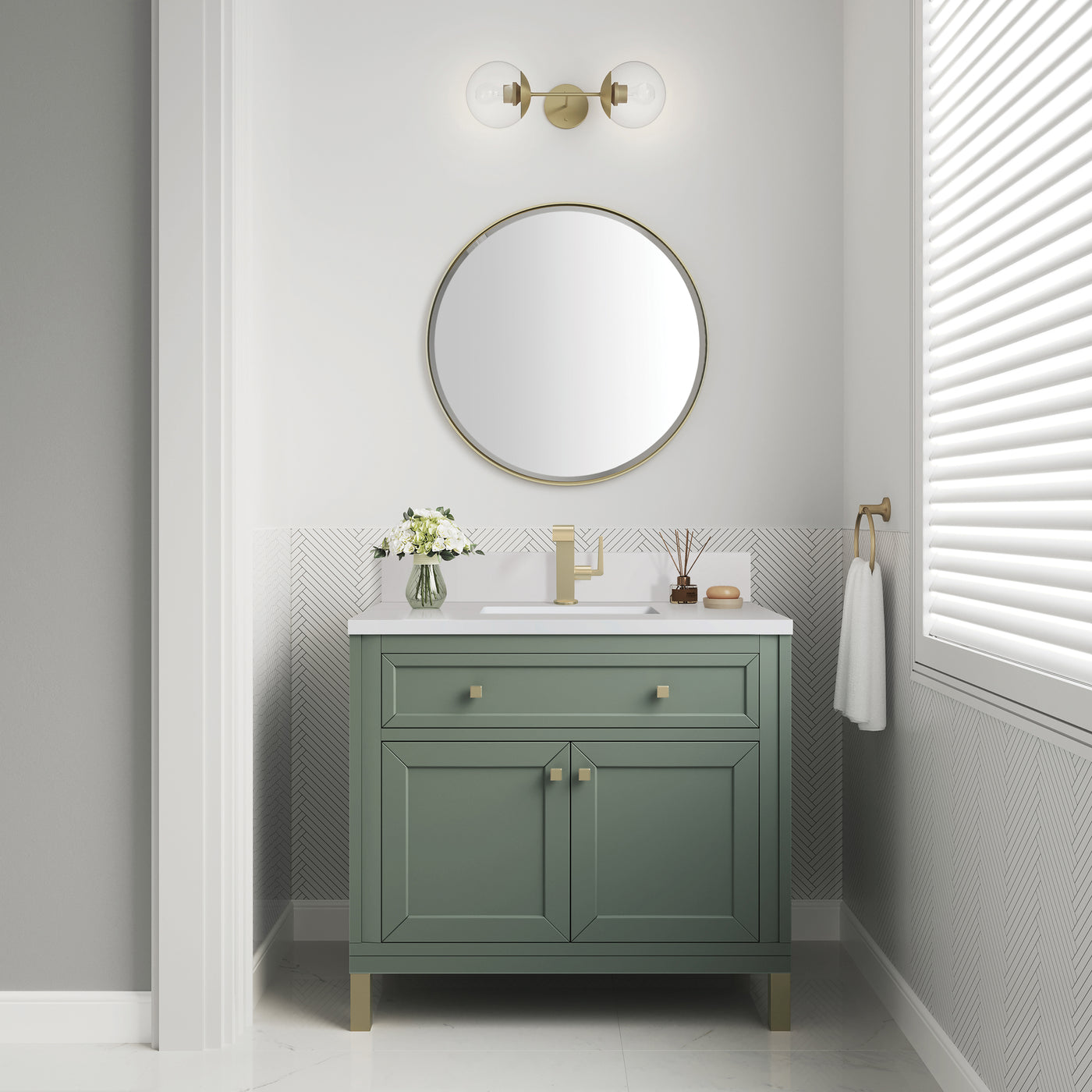 James Martin Chicago 36" Single Bathroom Vanity, Smokey Celadon, view 32