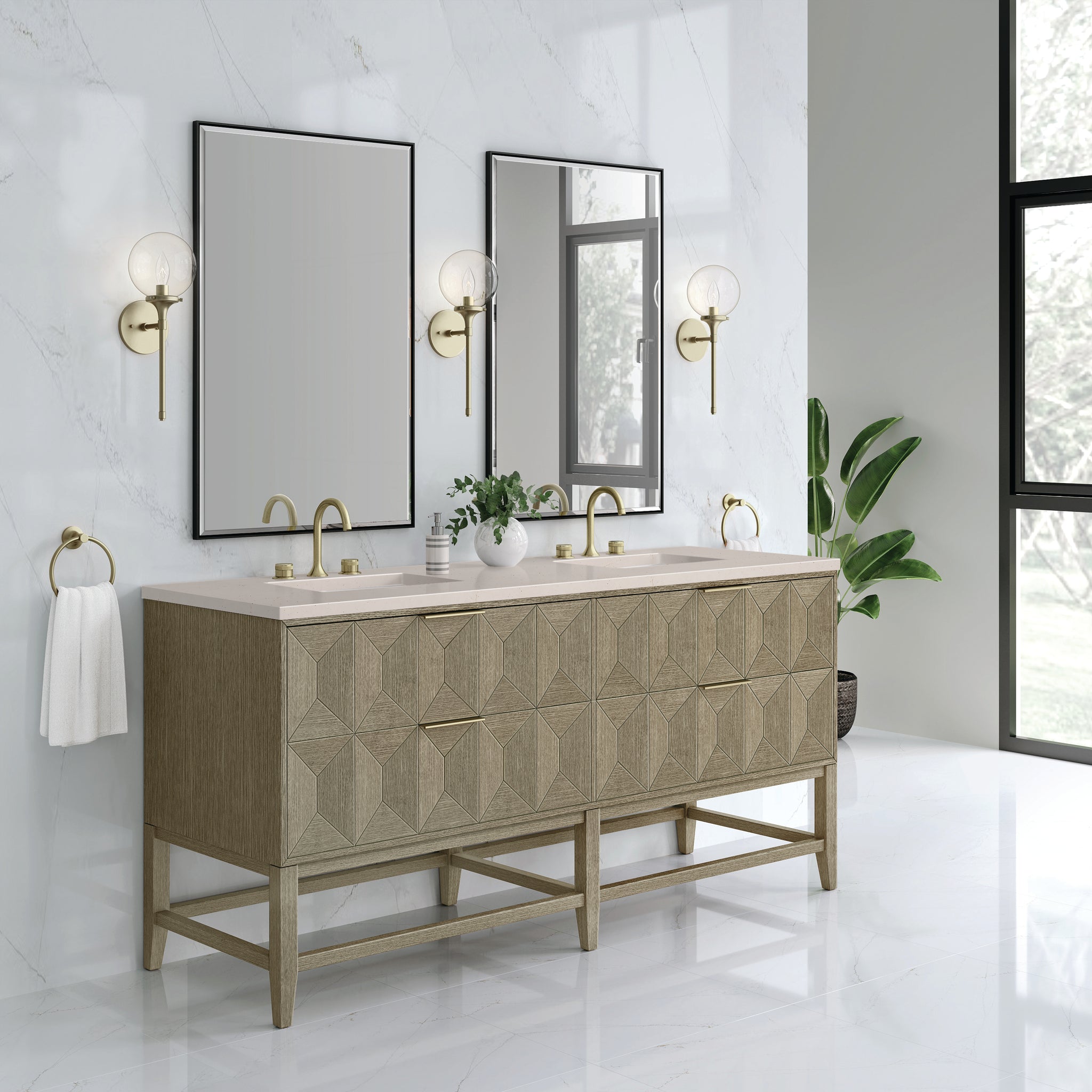 James Martin Emmeline 72" Double Bathroom Vanity, Pebble Oak, view 25