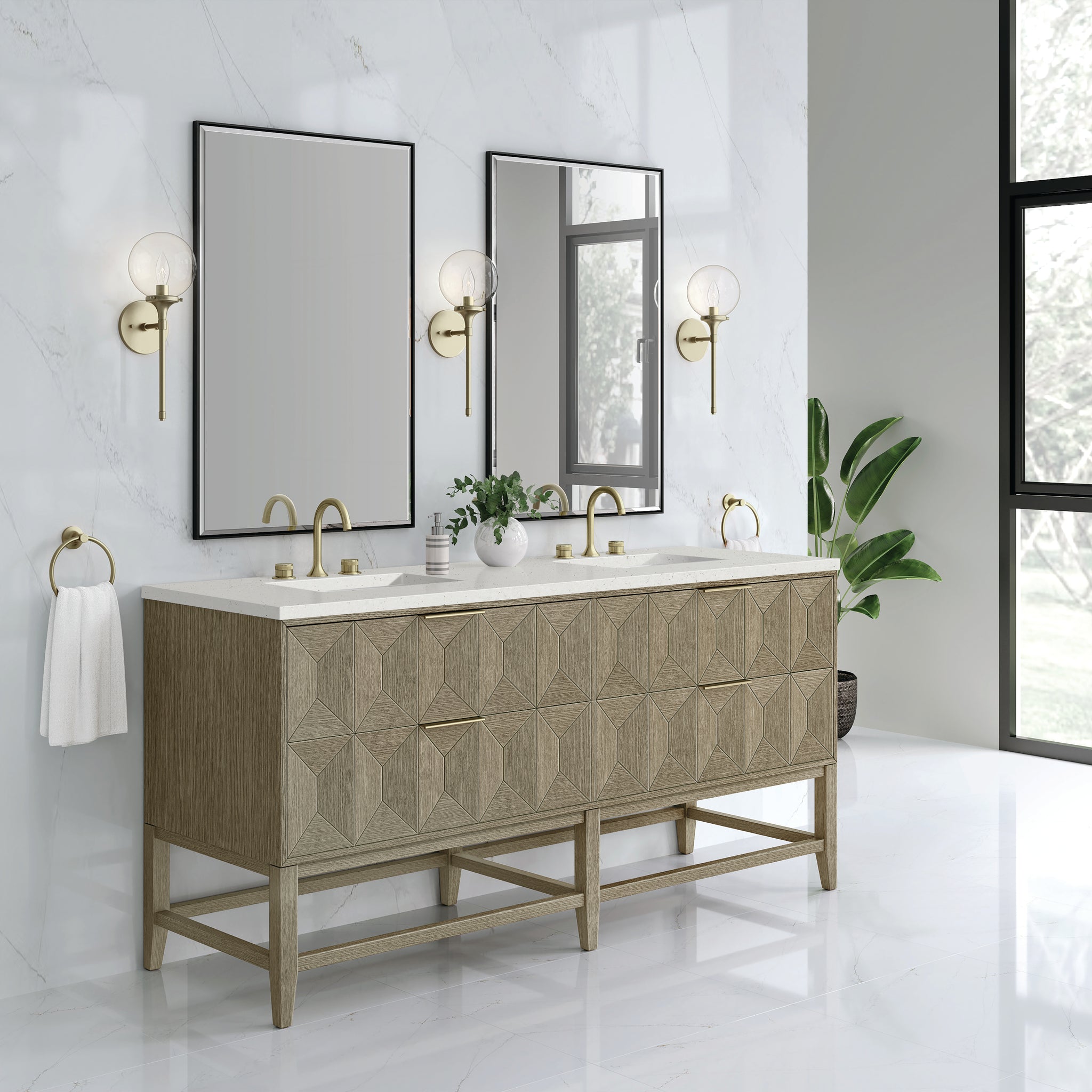 James Martin Emmeline 72" Double Bathroom Vanity, Pebble Oak, view 30