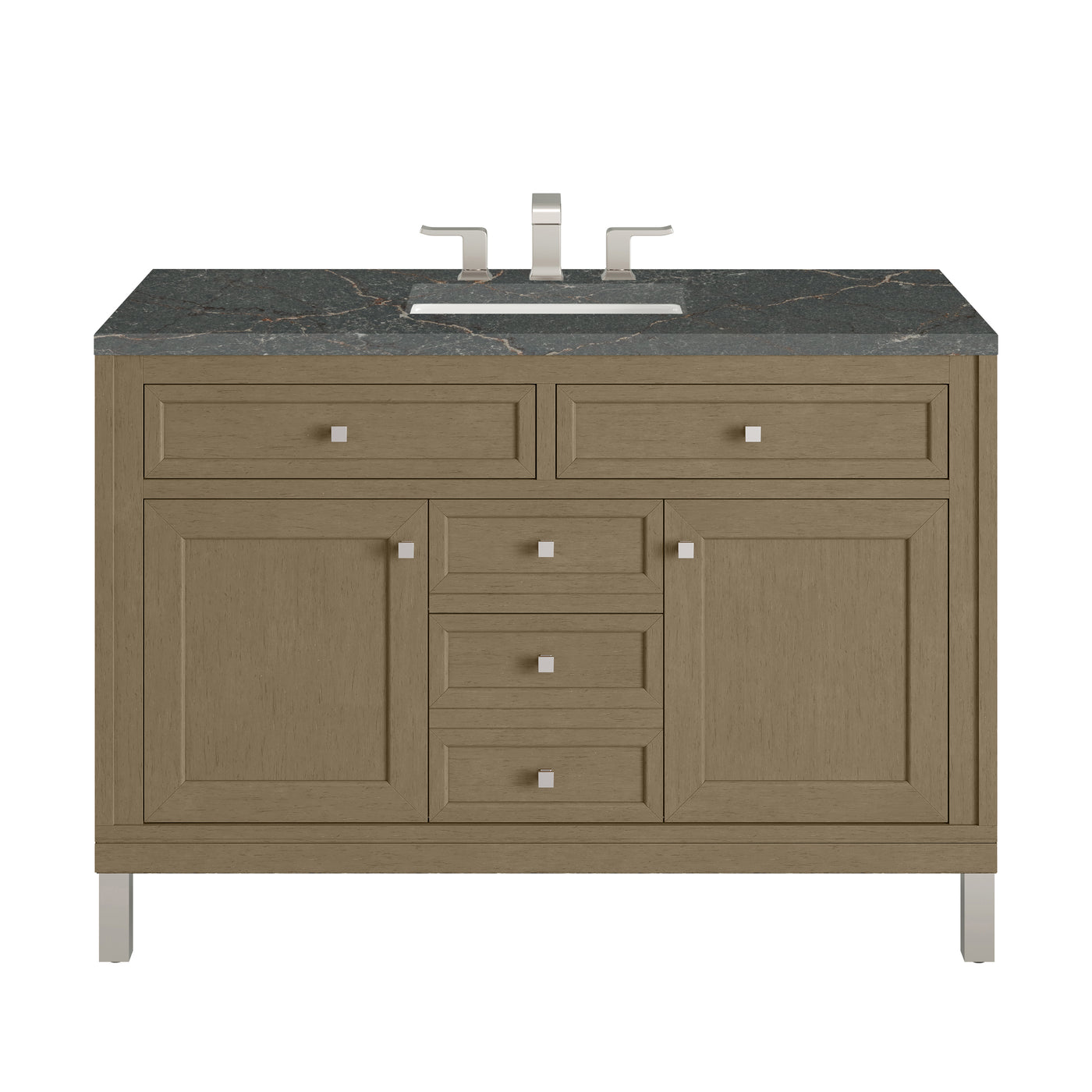 James Martin Chicago 48" Single Bathroom Vanity, Walnut Whisper with Parisien Bleu countertop