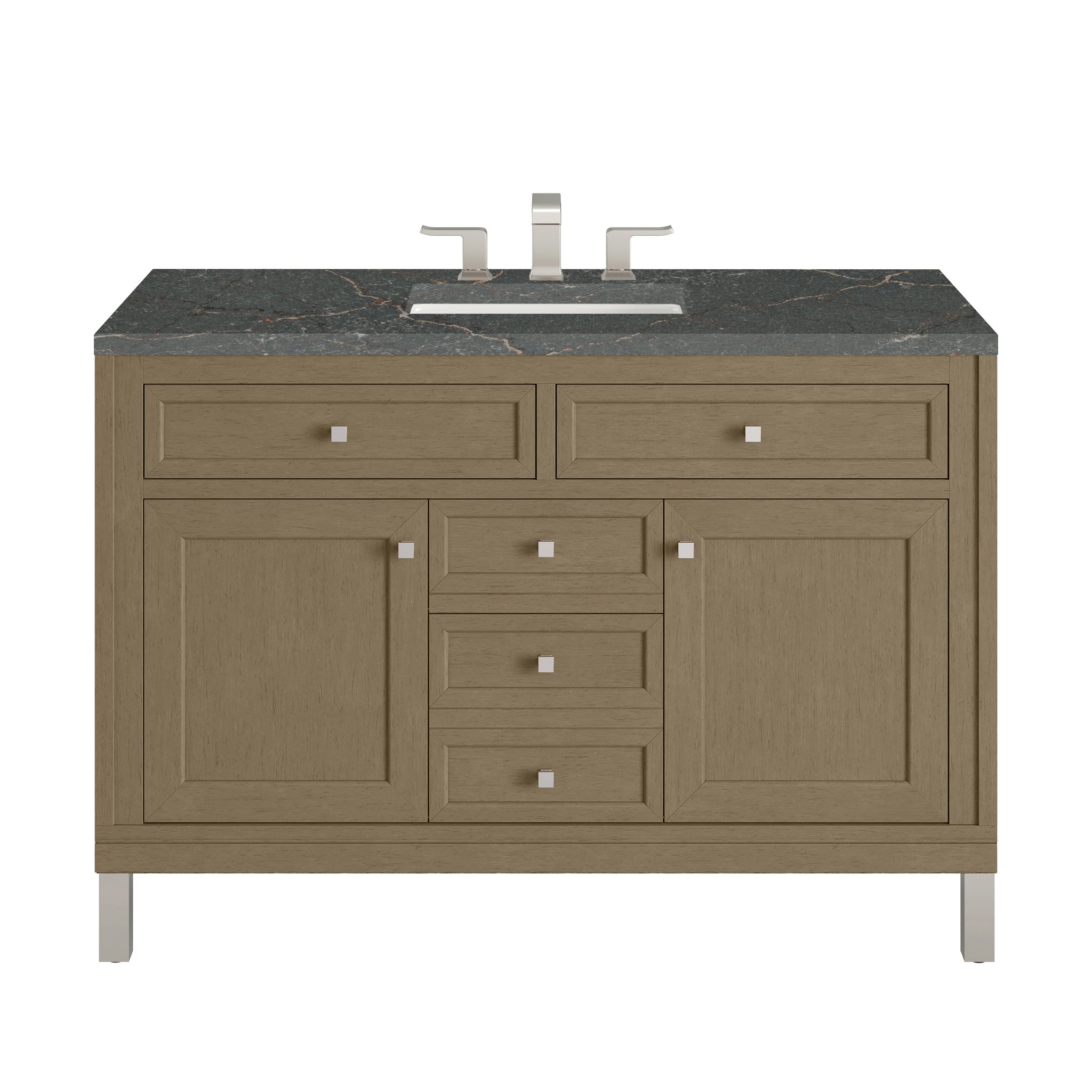 James Martin Chicago 48" Single Bathroom Vanity, Walnut Whisper with Parisien Bleu countertop