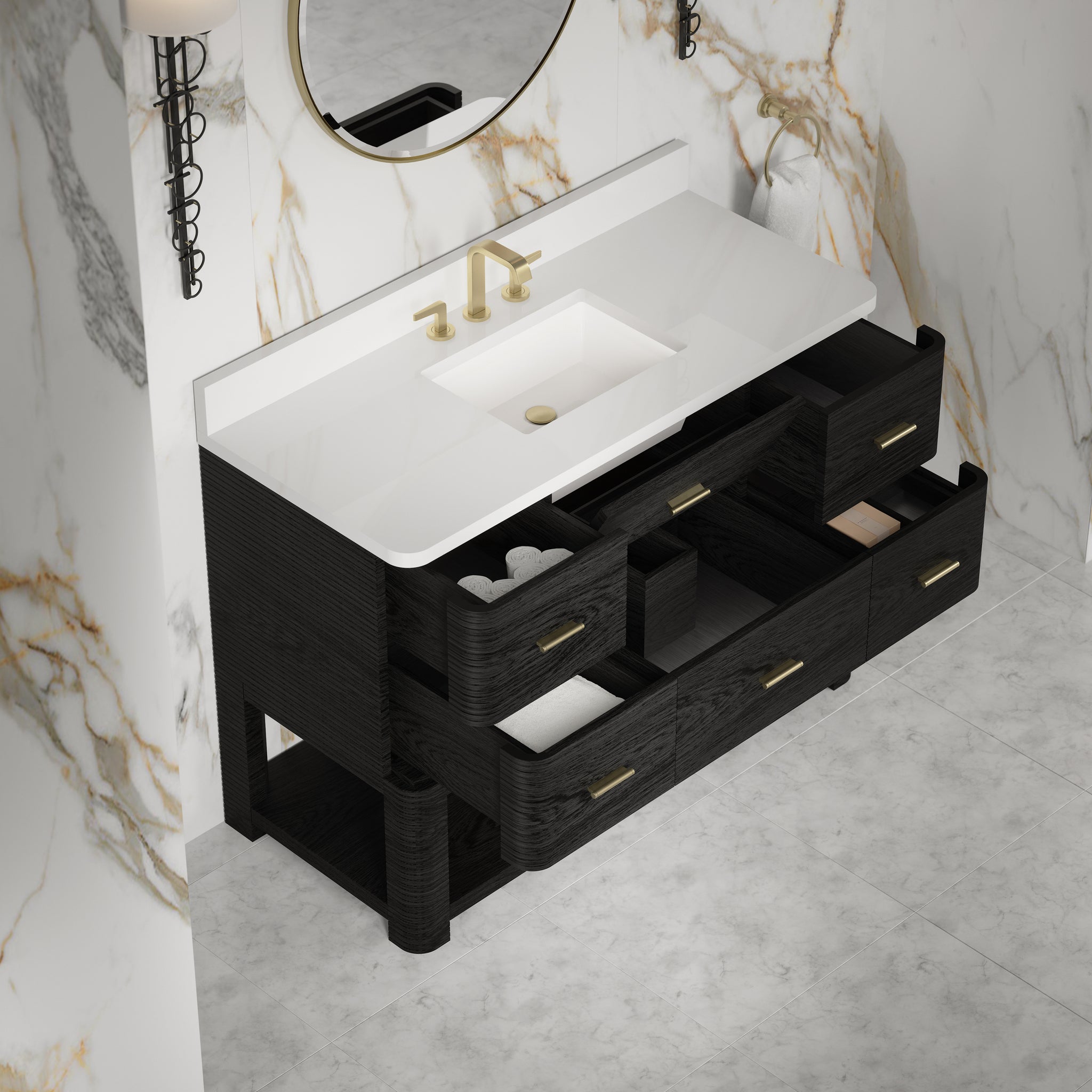 James Martin Lucian 48" Single Bathroom Vanity, Carbon Oak, view 40