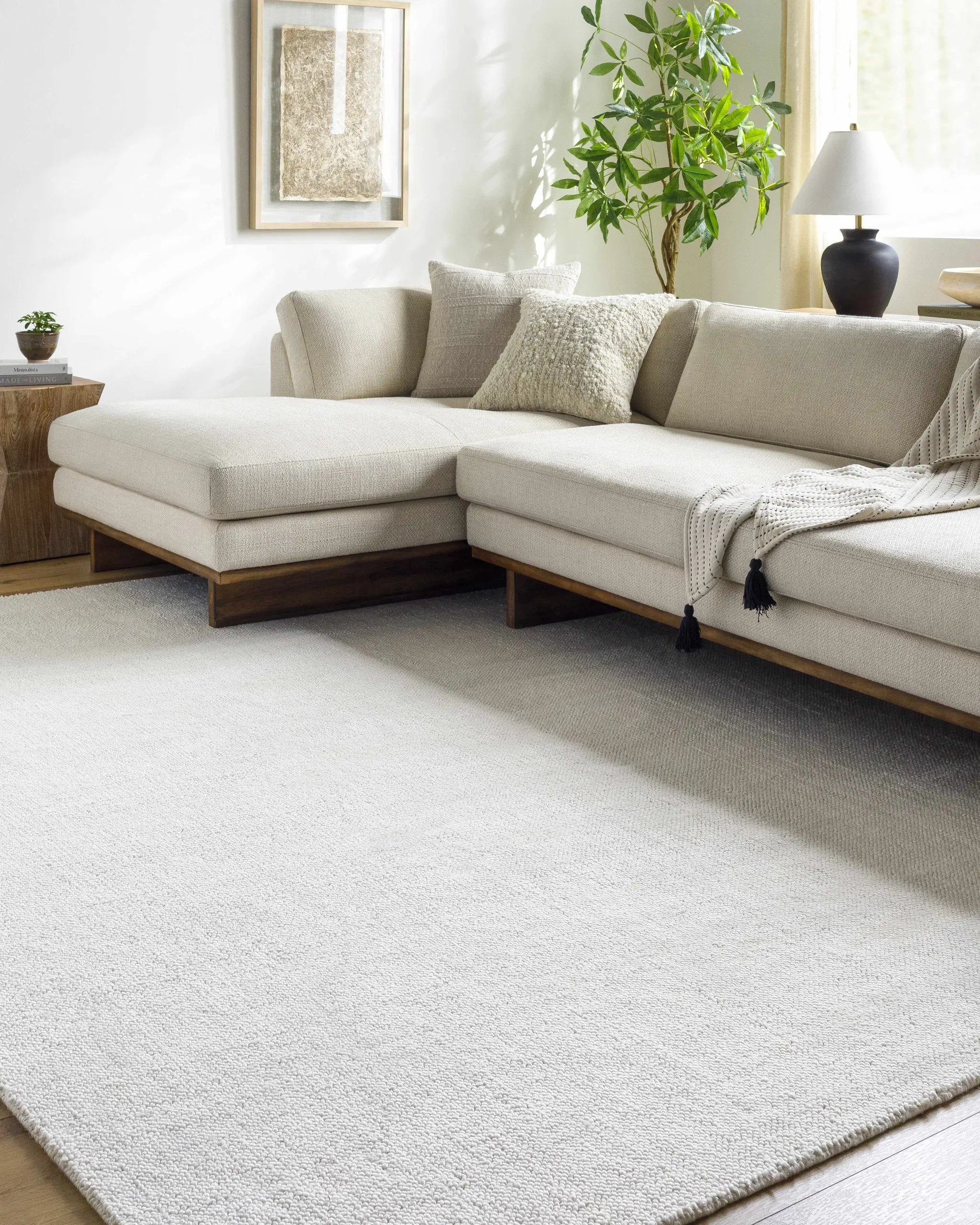 Zareh Off White Solid Area Rug - Clearance by Boutique Rugs