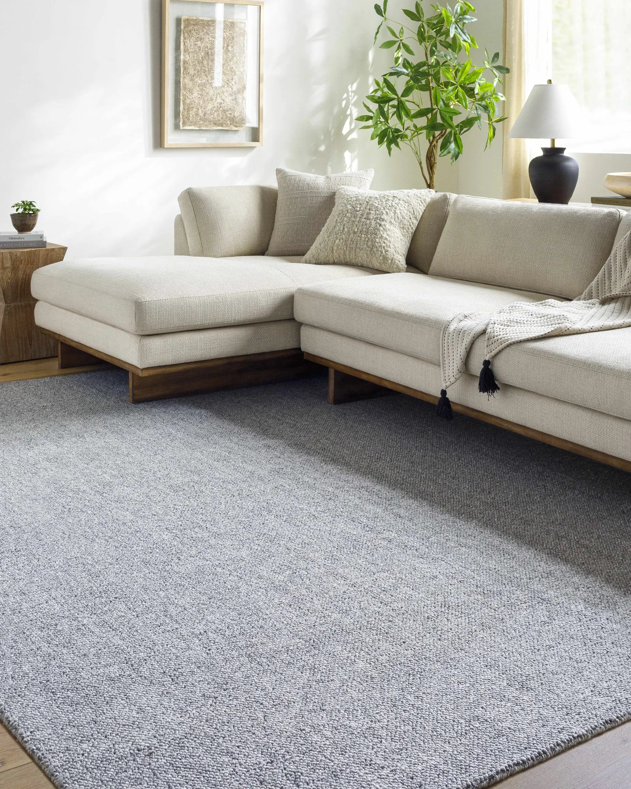 Zareh Blue Solid Area Rug - Clearance by Boutique Rugs