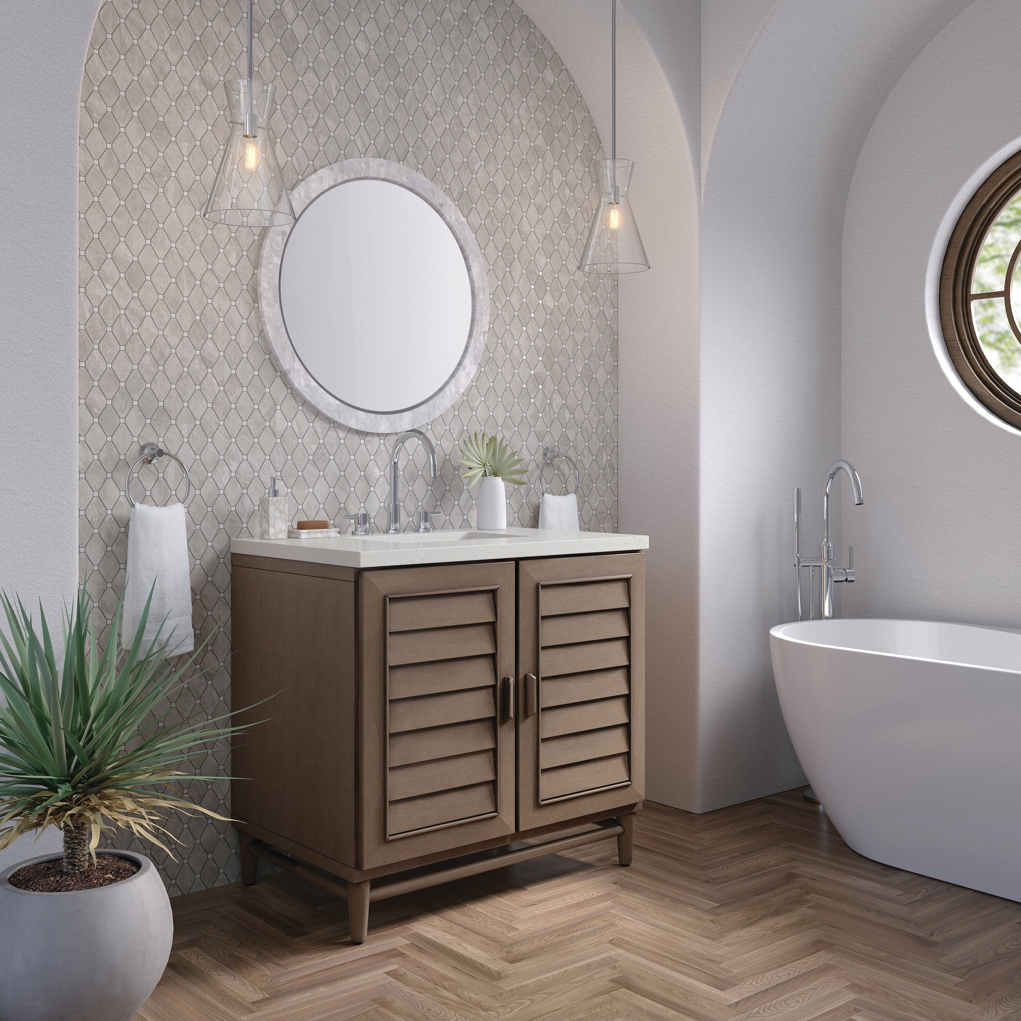 James Martin Portland 36" Single Bathroom Vanity, Whitewashed Walnut, view 24