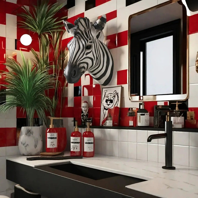 Zebra Head - Hand-Painted Boho White Wall by House Of Avana