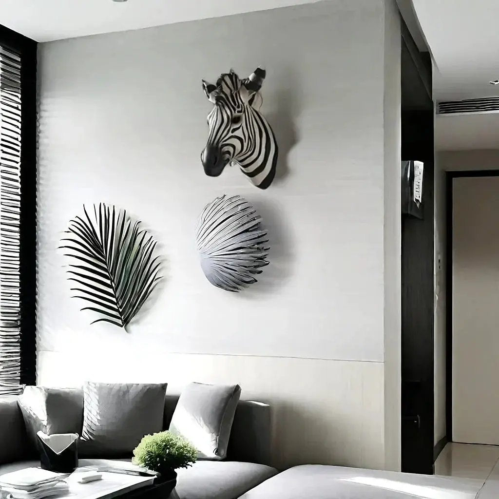 Zebra Head - Hand-Painted Boho White Wall by House Of Avana