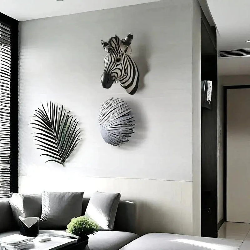 Zebra Head - Hand-Painted Boho White Wall by House Of Avana