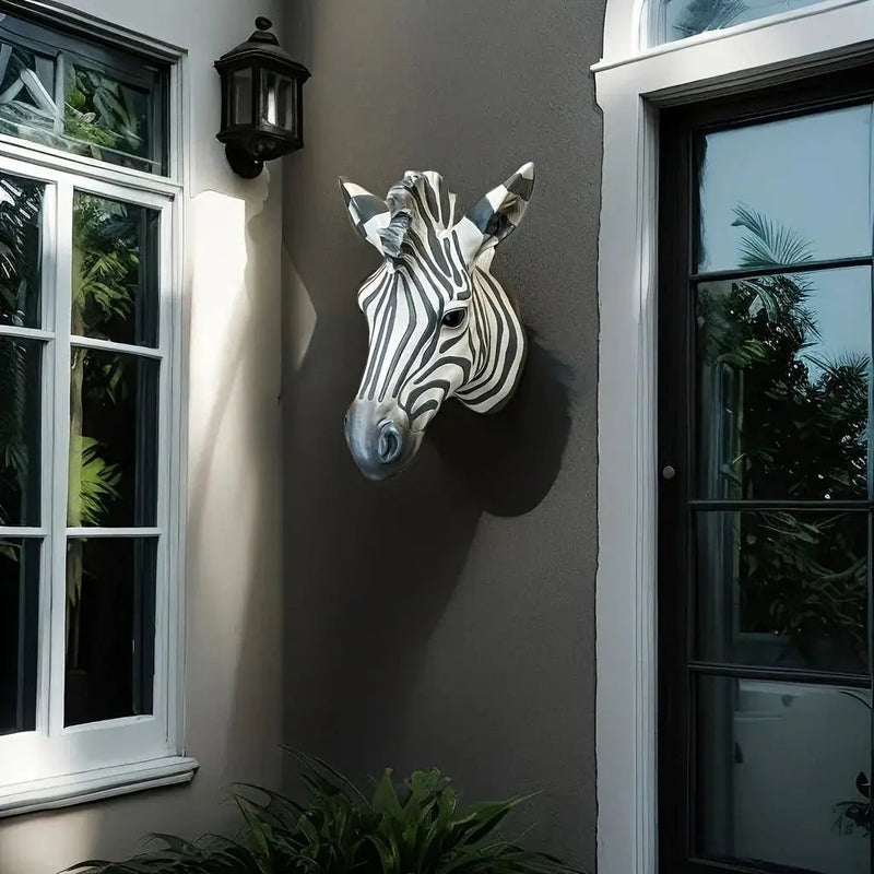 Zebra Head - Hand-Painted Boho White Wall by House Of Avana