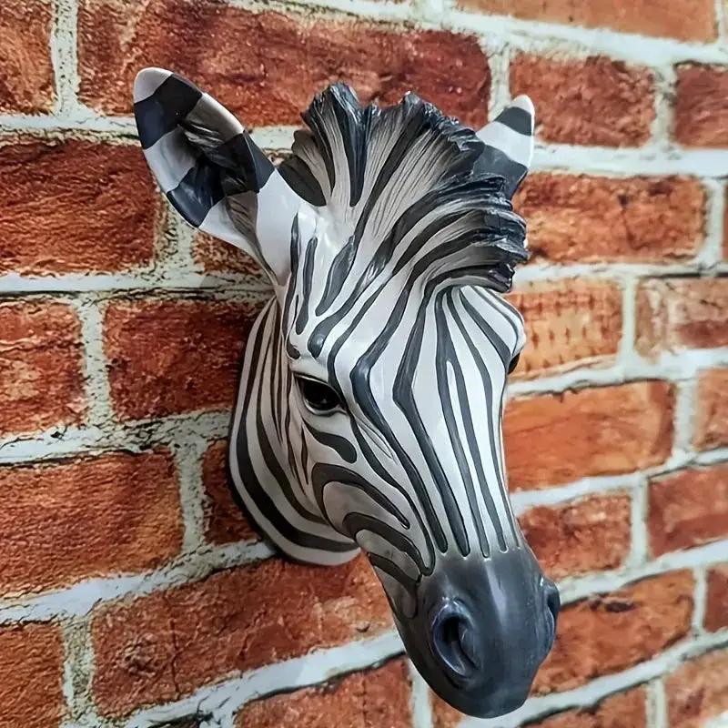 Zebra Head - Hand-Painted Boho White Wall by House Of Avana