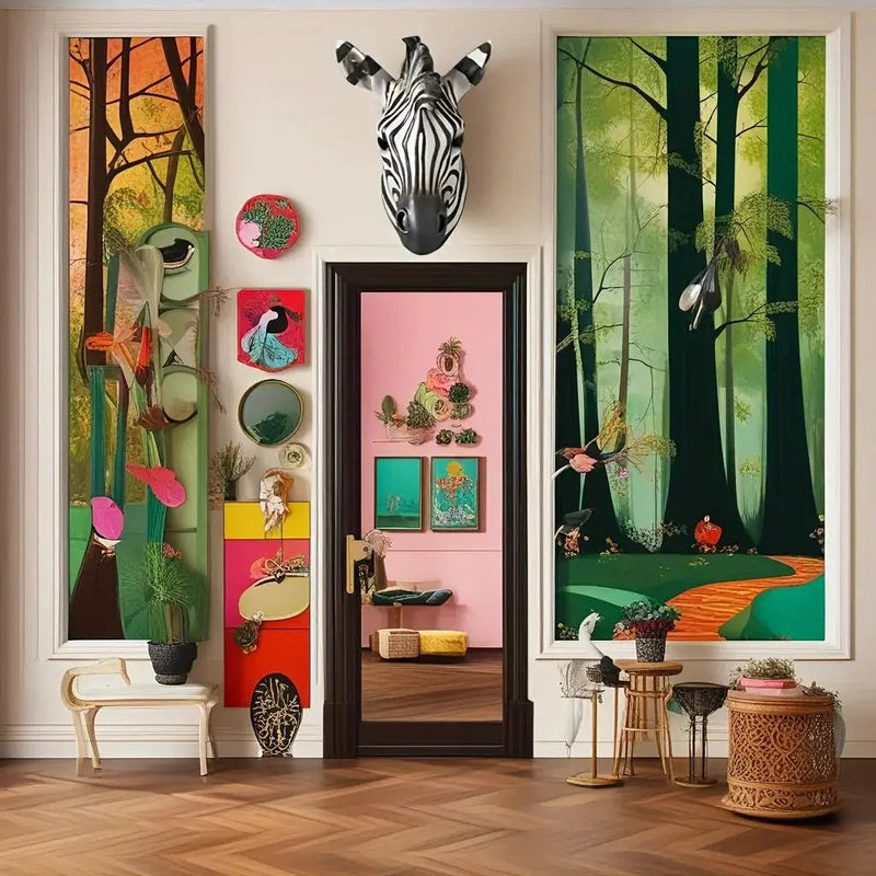 Zebra Head - Hand-Painted Boho White Wall by House Of Avana