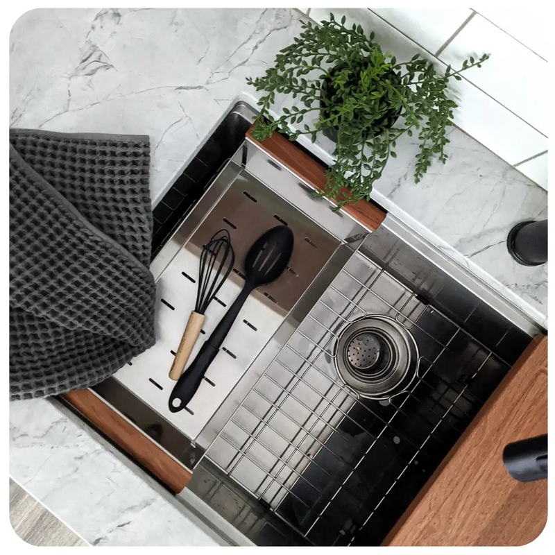 Zeek 27 x 19 Inch Undermount / Drop-In Workstation Kitchen Sink 16G Stainless Steel ZH-LD27 by ZEEK