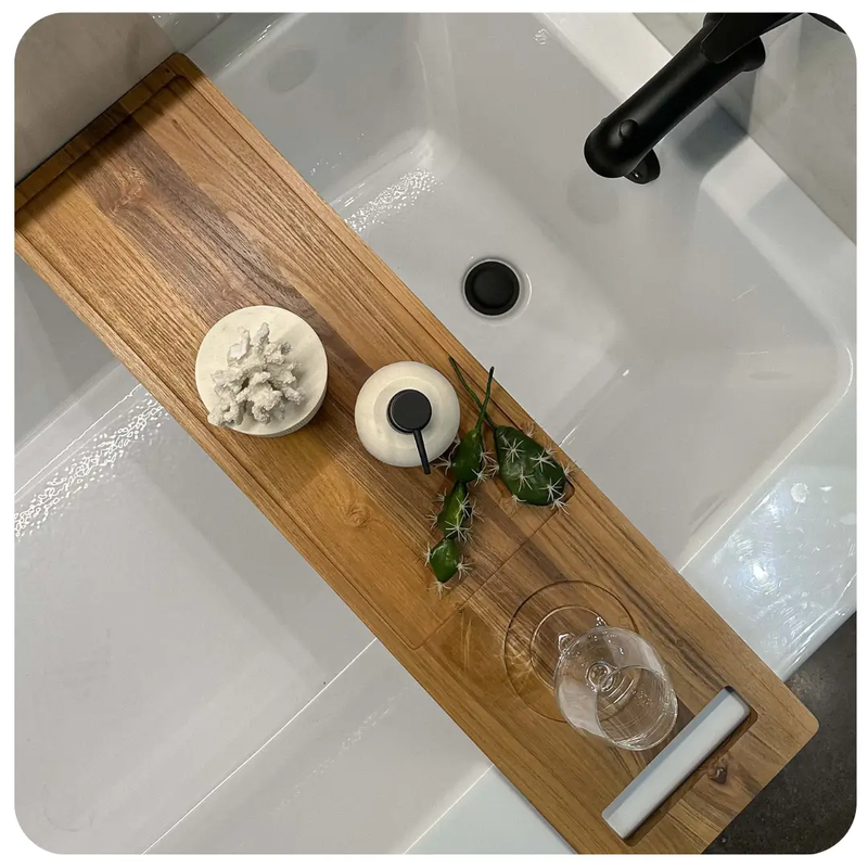 Zeek Natural Solid Wood Bathtub Tray Caddy ZBC3409 by ZEEK