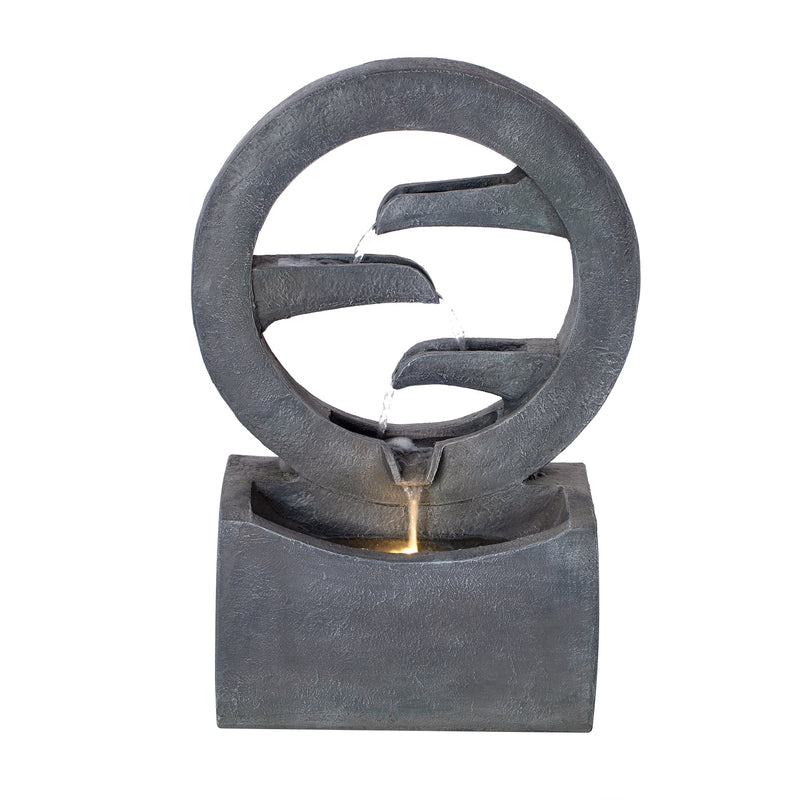 Resin Zen Ring Outdoor Water Fountain with Warm LED, photo 5 of 6