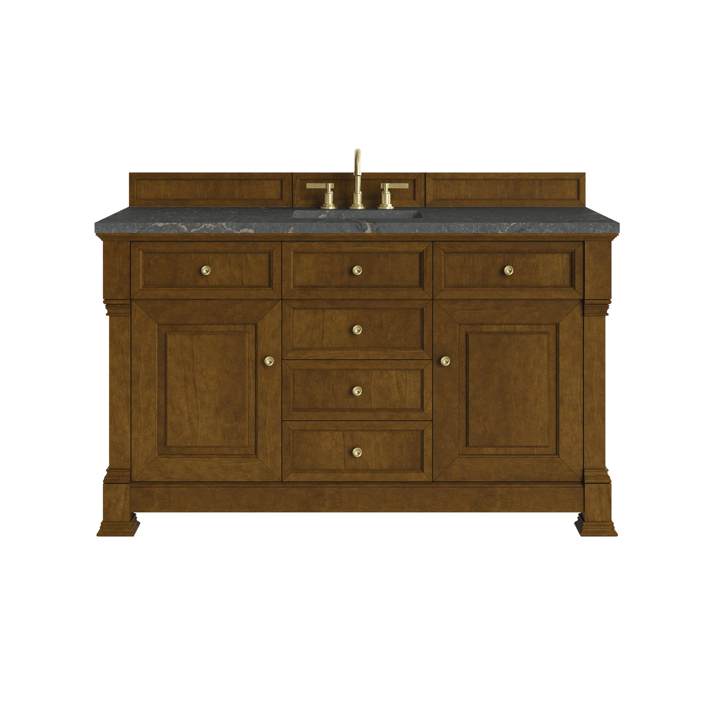 James Martin Brookfield 60" Single Bathroom Vanity, Honey Oak with Parisien Bleu countertop