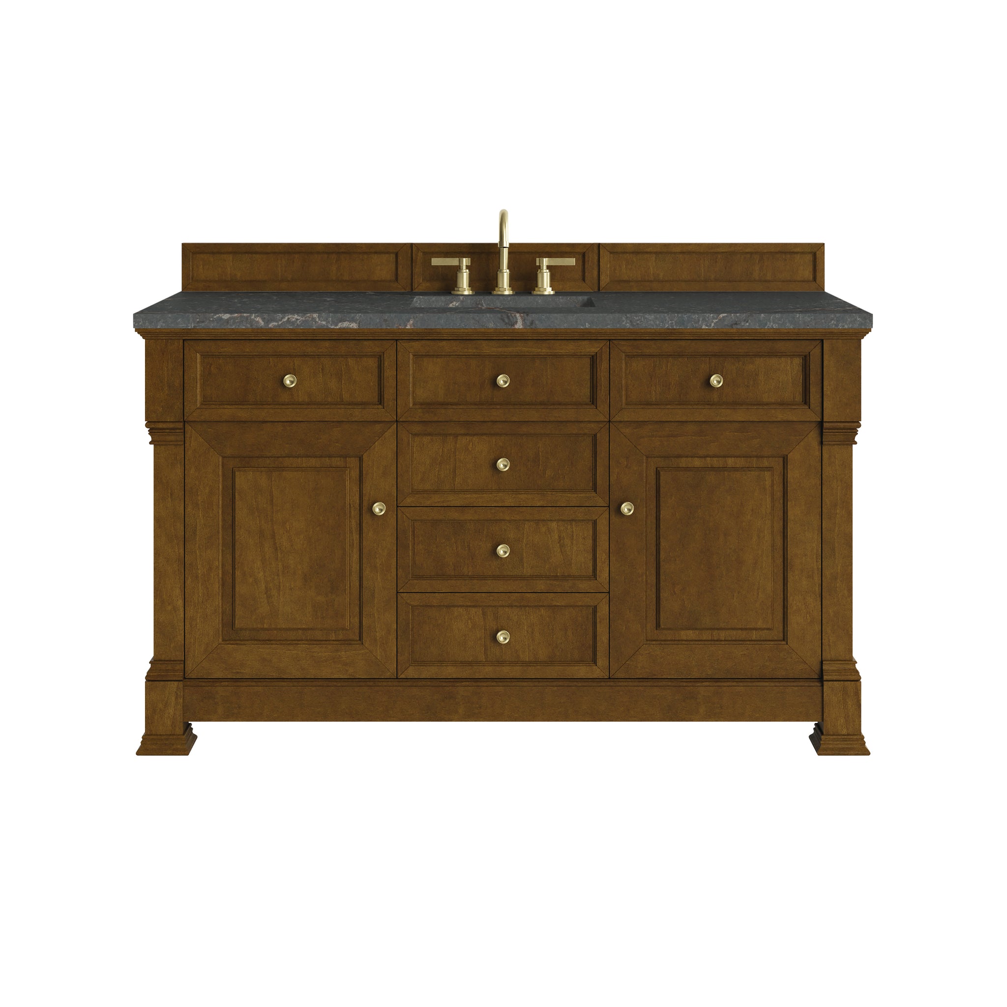 James Martin Brookfield 60" Single Bathroom Vanity, Honey Oak with Parisien Bleu countertop