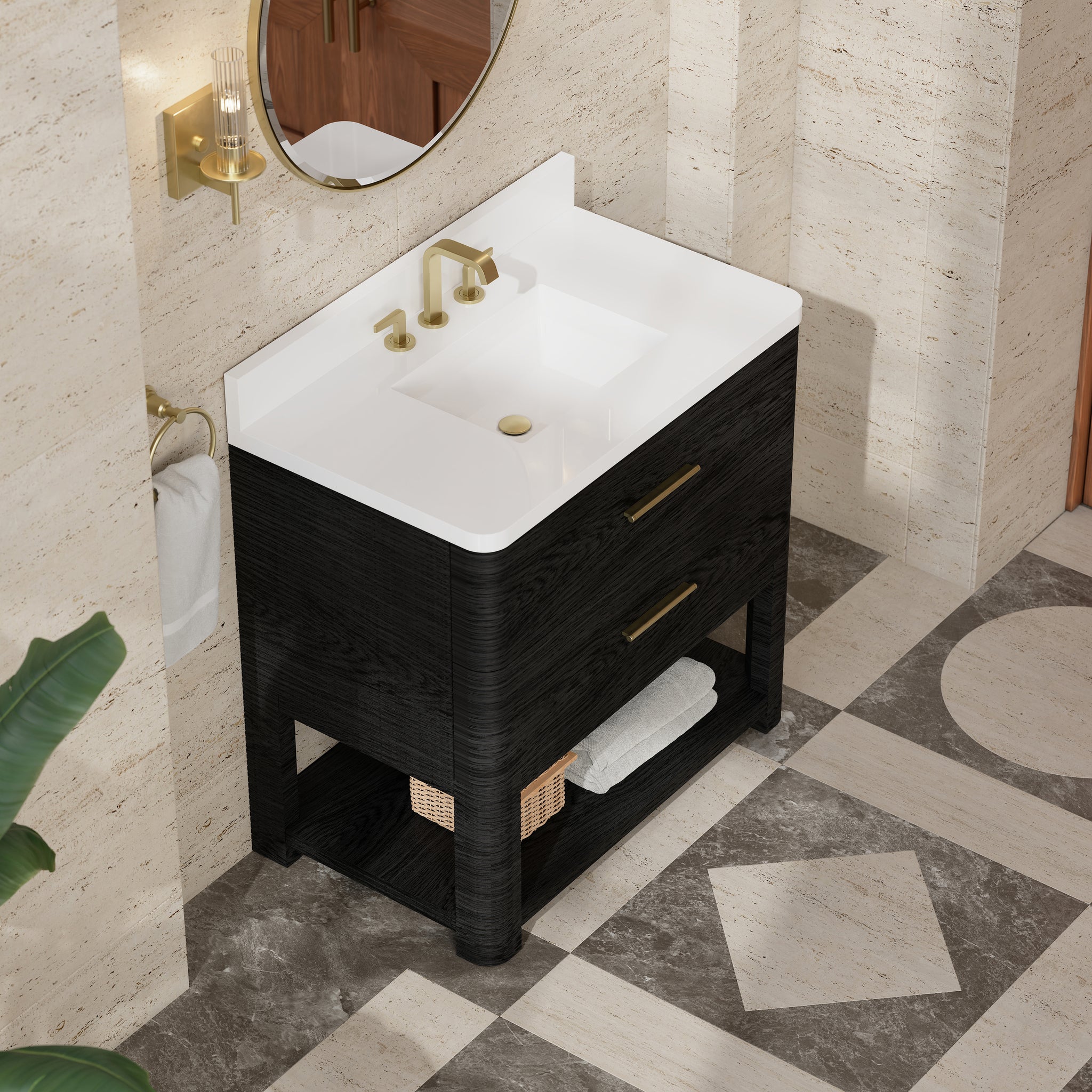 James Martin Lucian 36" Single Bathroom Vanity, Carbon Oak, view 37